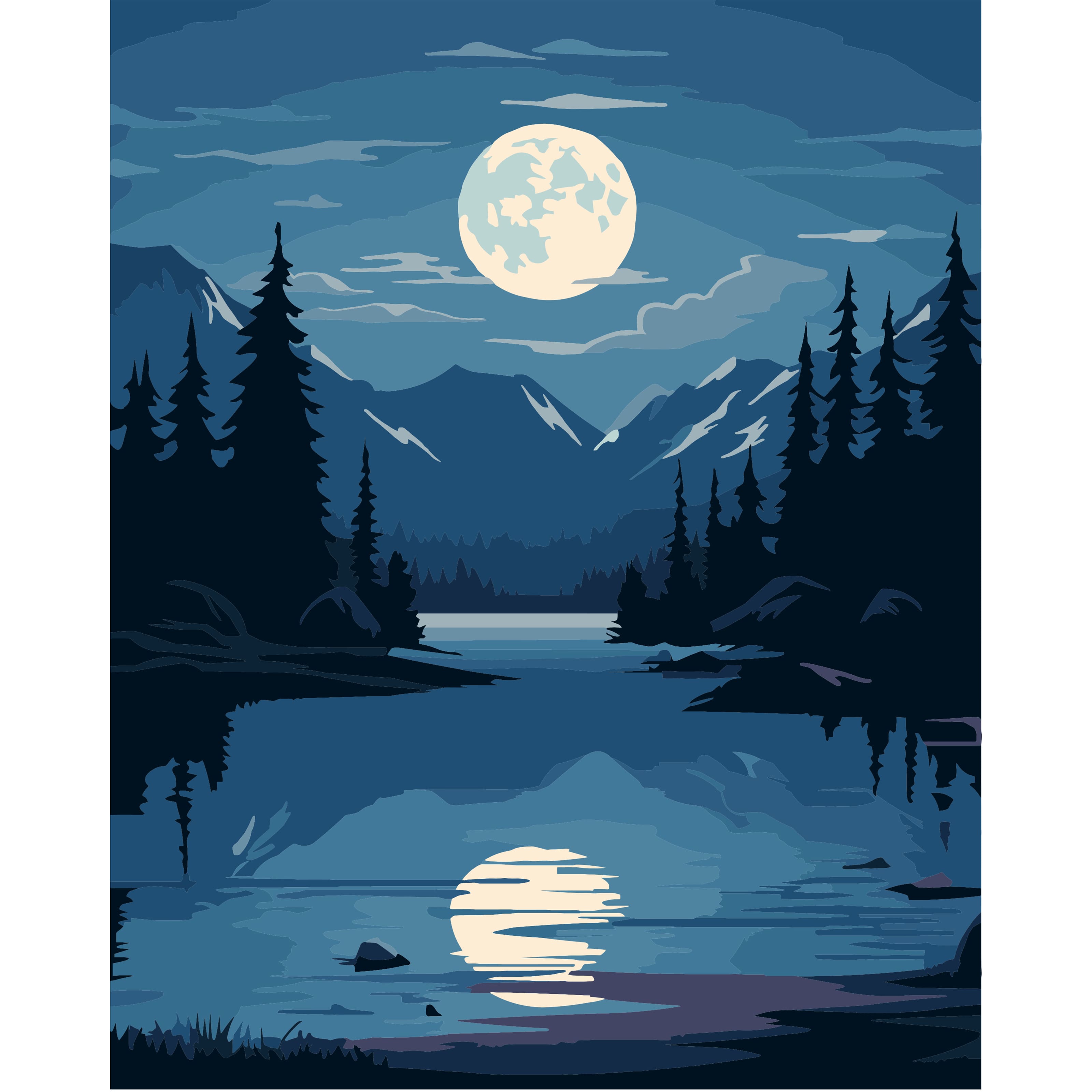 8" x 10" Moonlit Lake Paint-by-Number Kit with Wood Display Hanger by Artist's Loft®