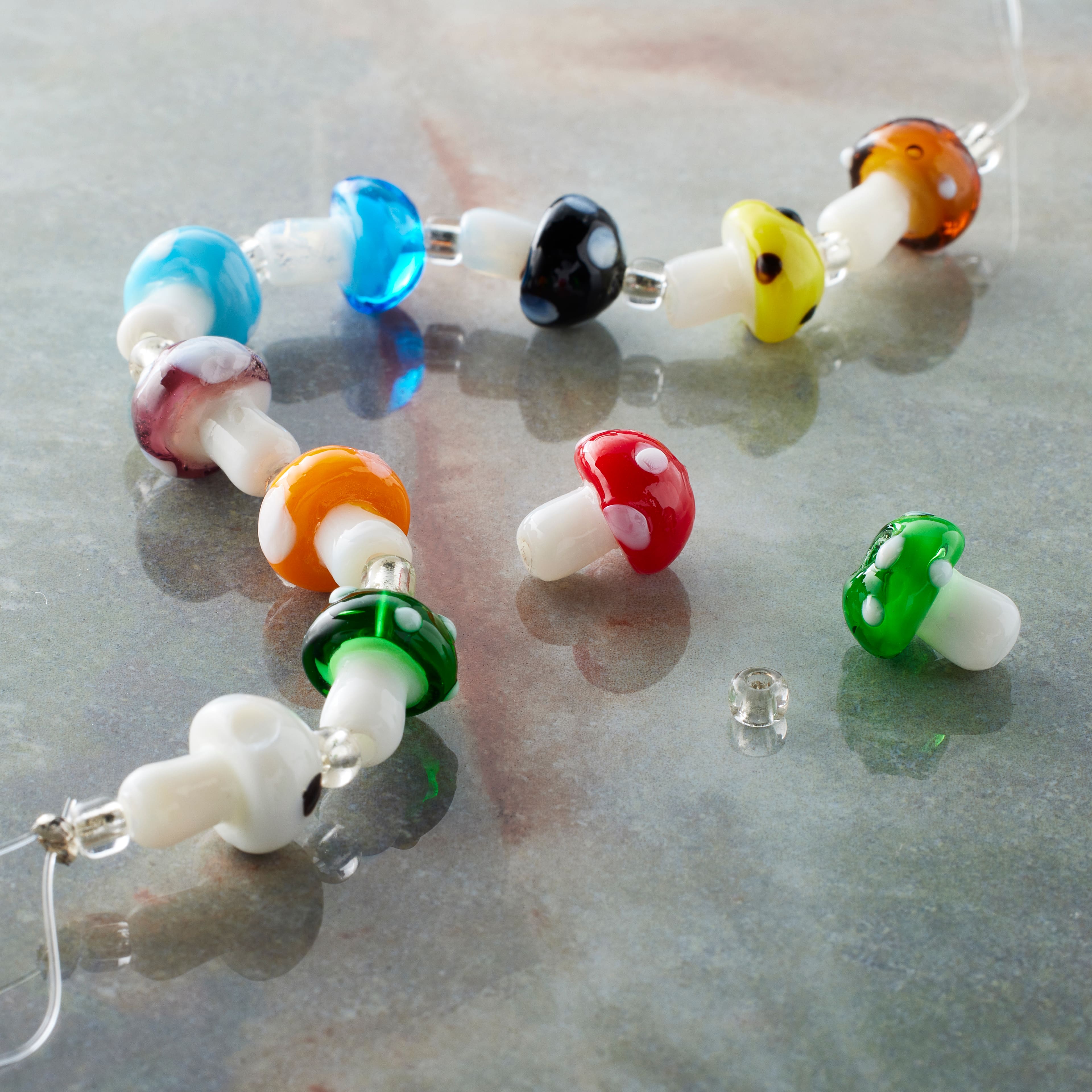 Multicolour Mushroom Lampwork Glass Bead Mix by Bead Landing™
