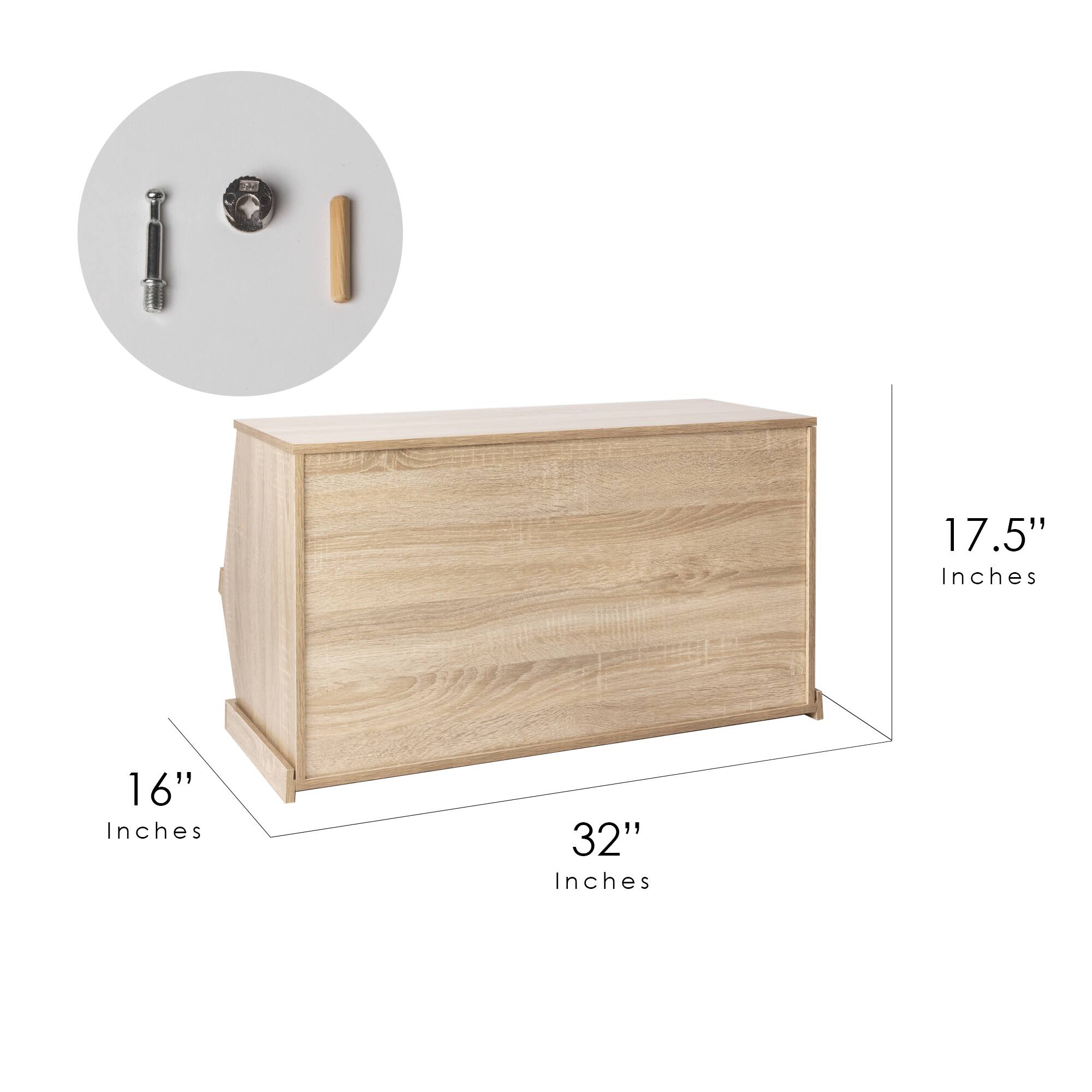 32&#x22; Oak Shoe Rack Bench Storage Unit