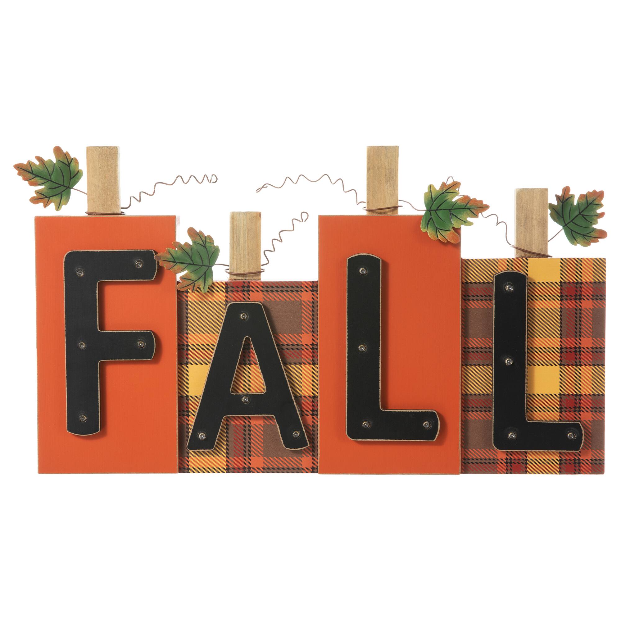 Glitzhome® 18" Lighted Wooden Fall Pumpkins Table Décor