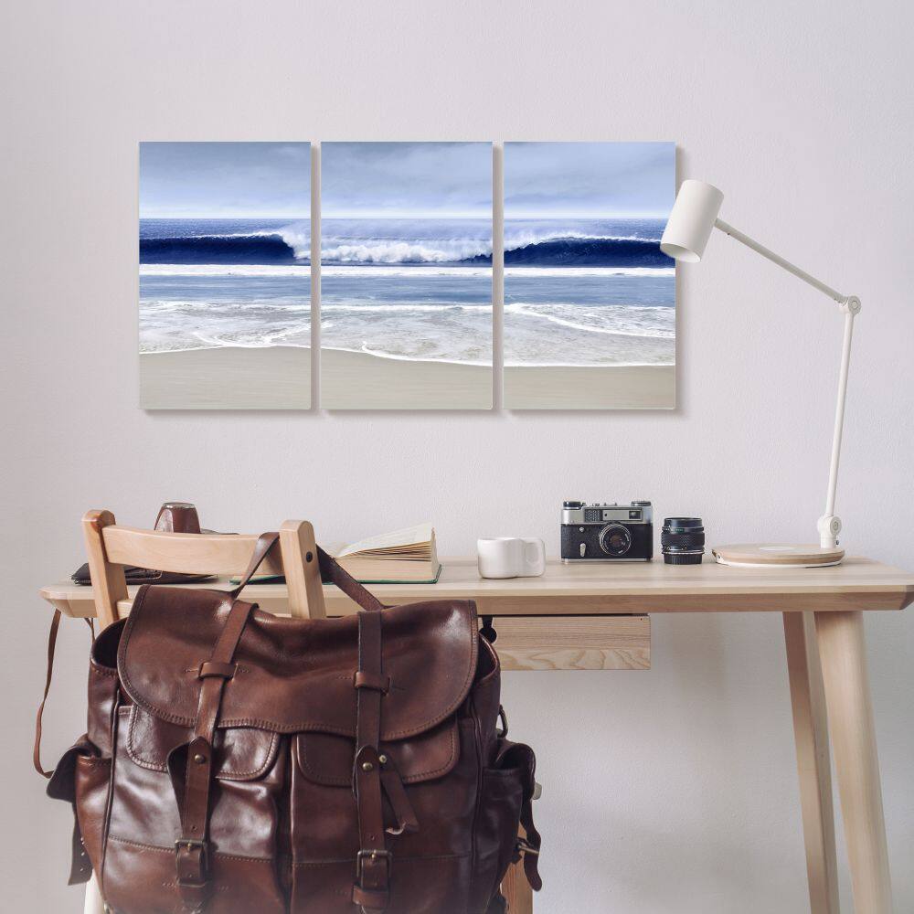 Stupell Industries Beach Wave Cresting at Shore Blue Nautical Landscape,16" x 24"