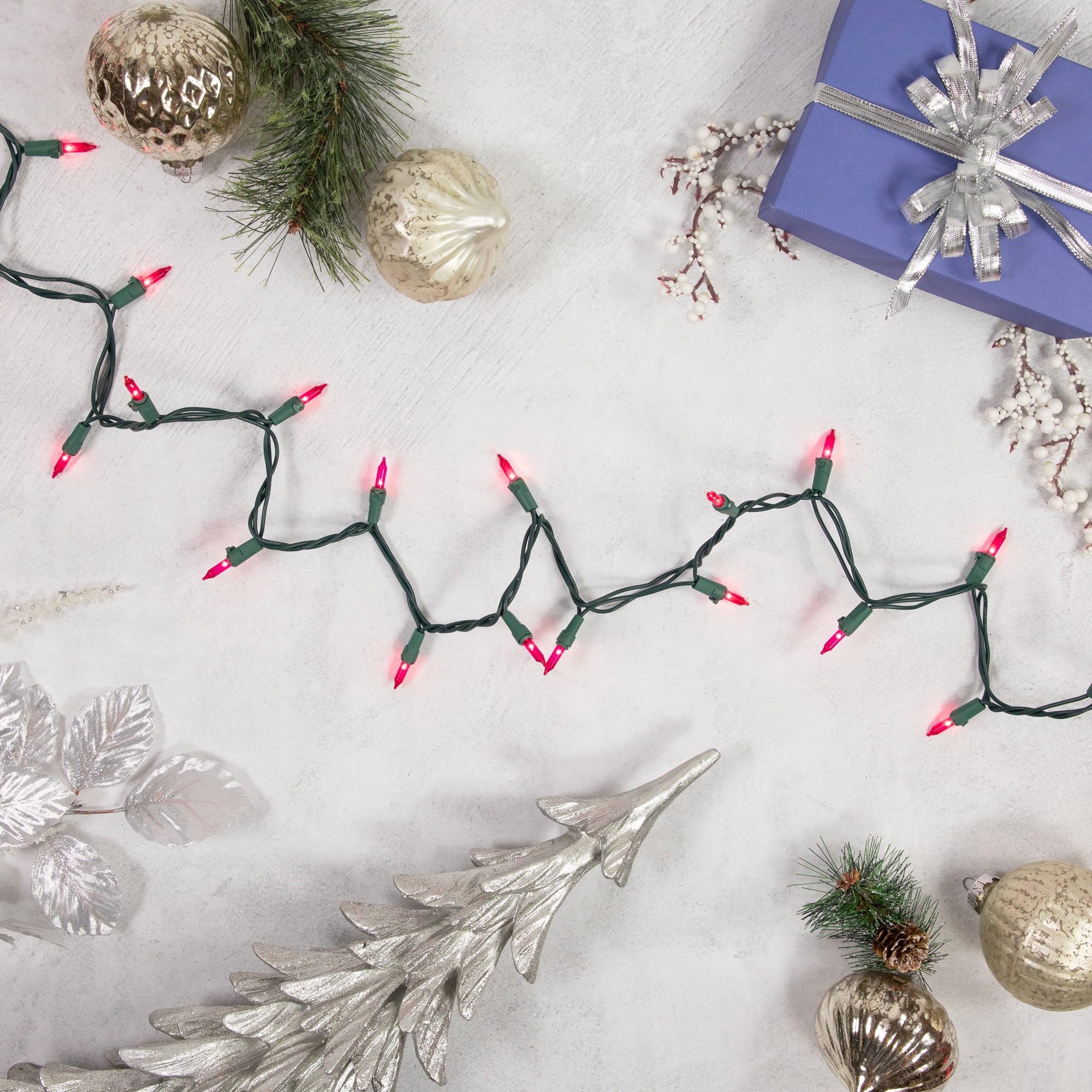 100ct. Mini Christmas String Lights with Green Wire