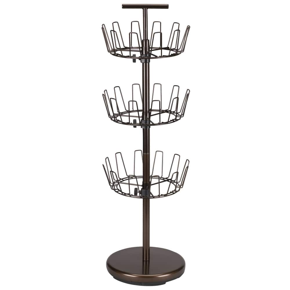Household Essentials 38" Brown 3-Tier Revolving Shoe Tree