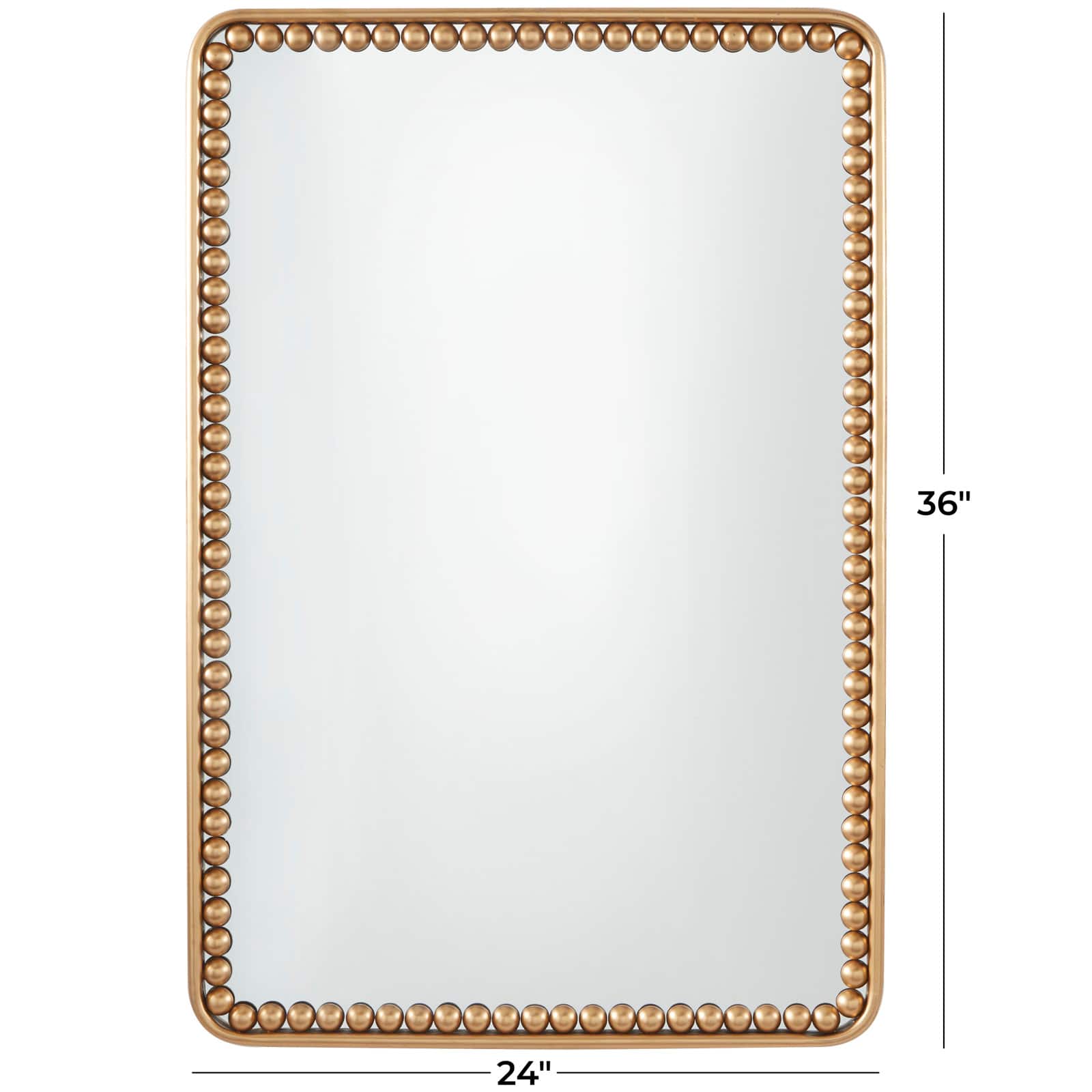 Gold Metal Wall Mirror with Beaded Detailing 24&#x22; x 2&#x22; x 36&#x22;