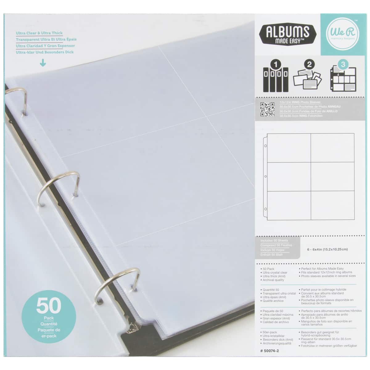 We R Memory Keepers® 12 x 12 Ring Photo Sleeves with 4 x 6
