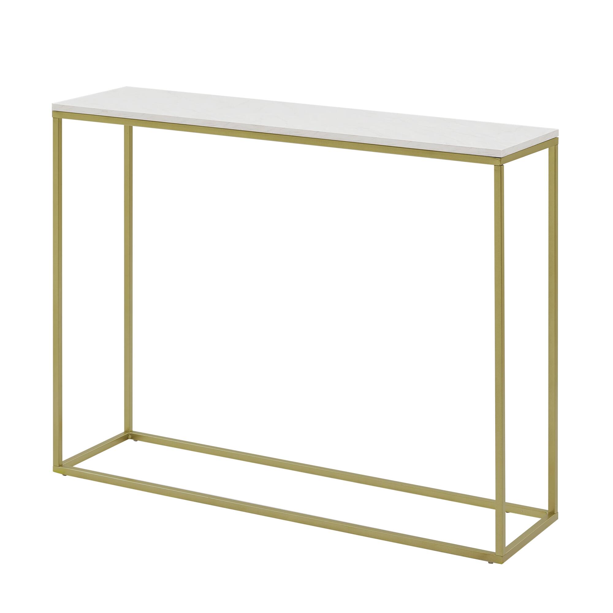 Walker Edison 42" Faux White Marble & Gold Open Box Entry Table