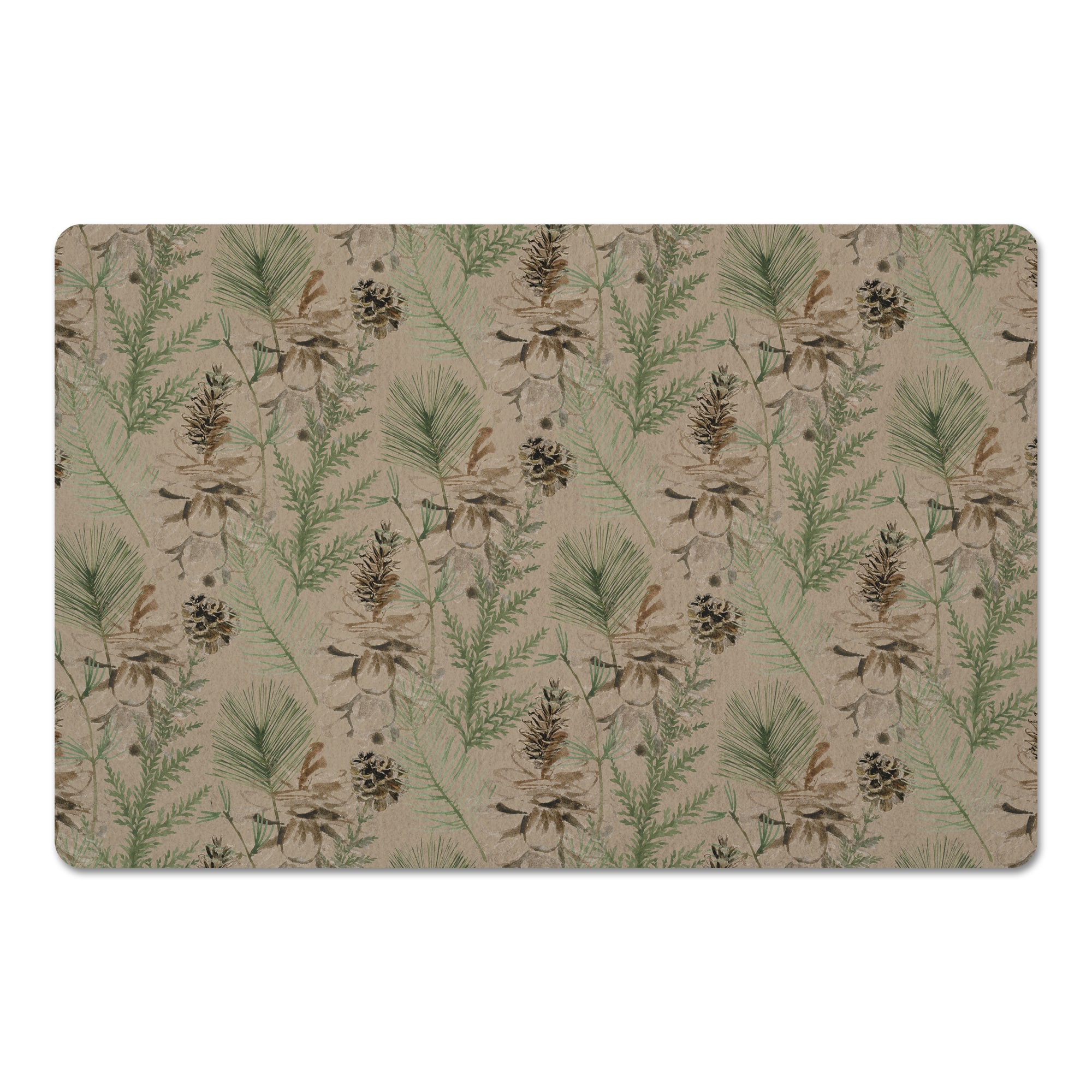 Pinecones &#x26; Greenery on Brown Floor Mat