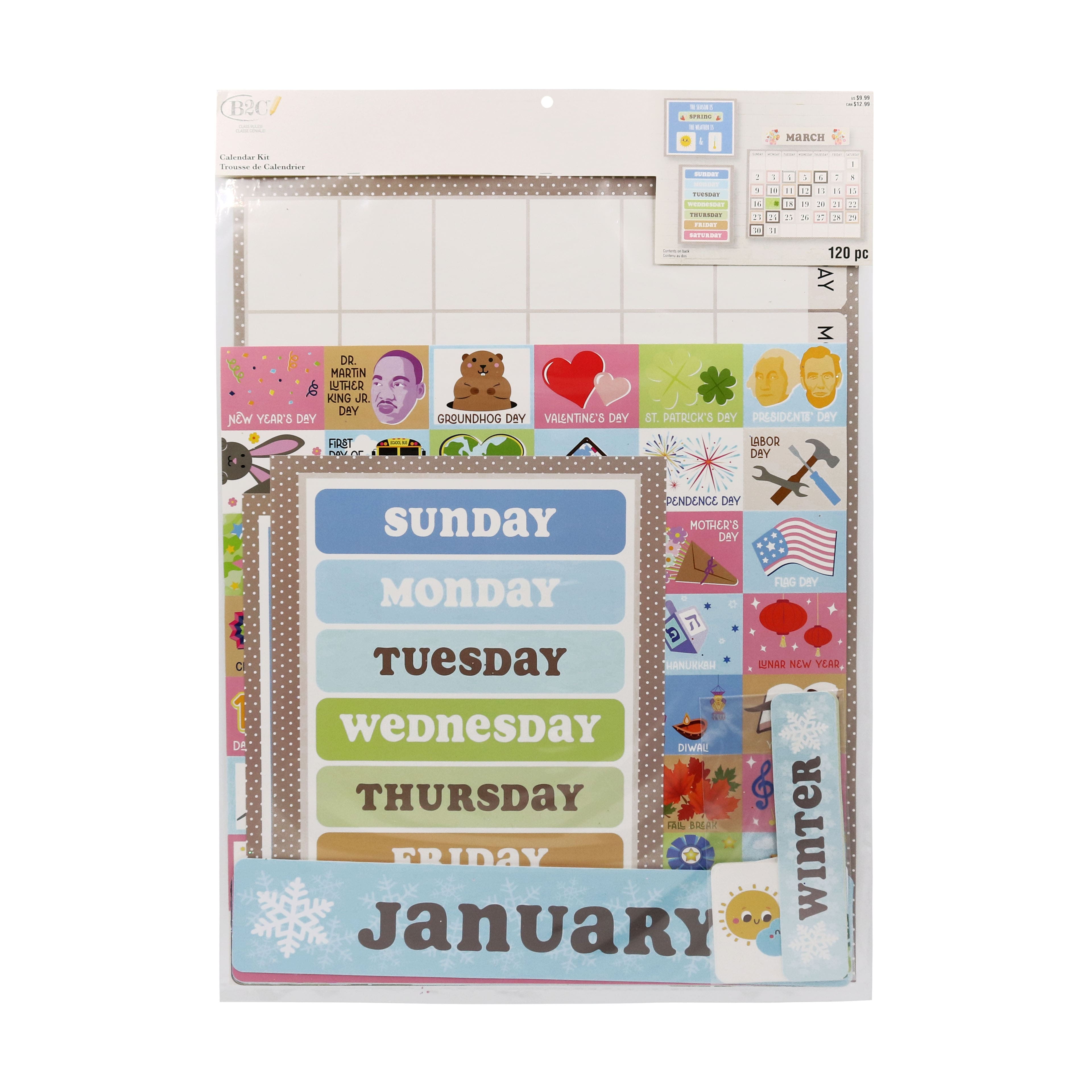 Class Rules! Pastel Bulletin Board Calendar Kit by B2C™