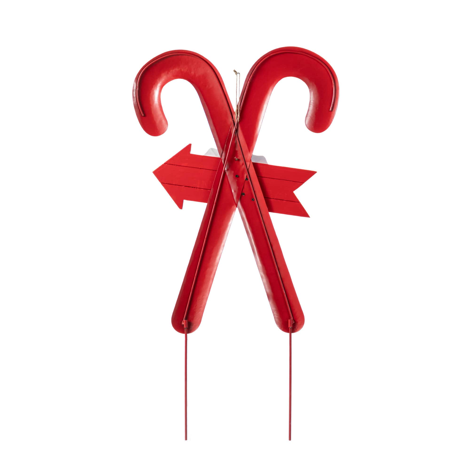 Glitzhome&#xAE; 30&#x22; Metal Christmas Candy Cane Yard Stake