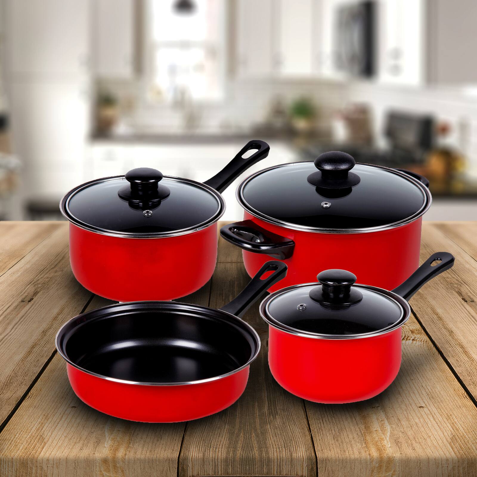 Gibson 7 Piece Chef Du Jour Carbon Steel Nonstick Cooking Pots And