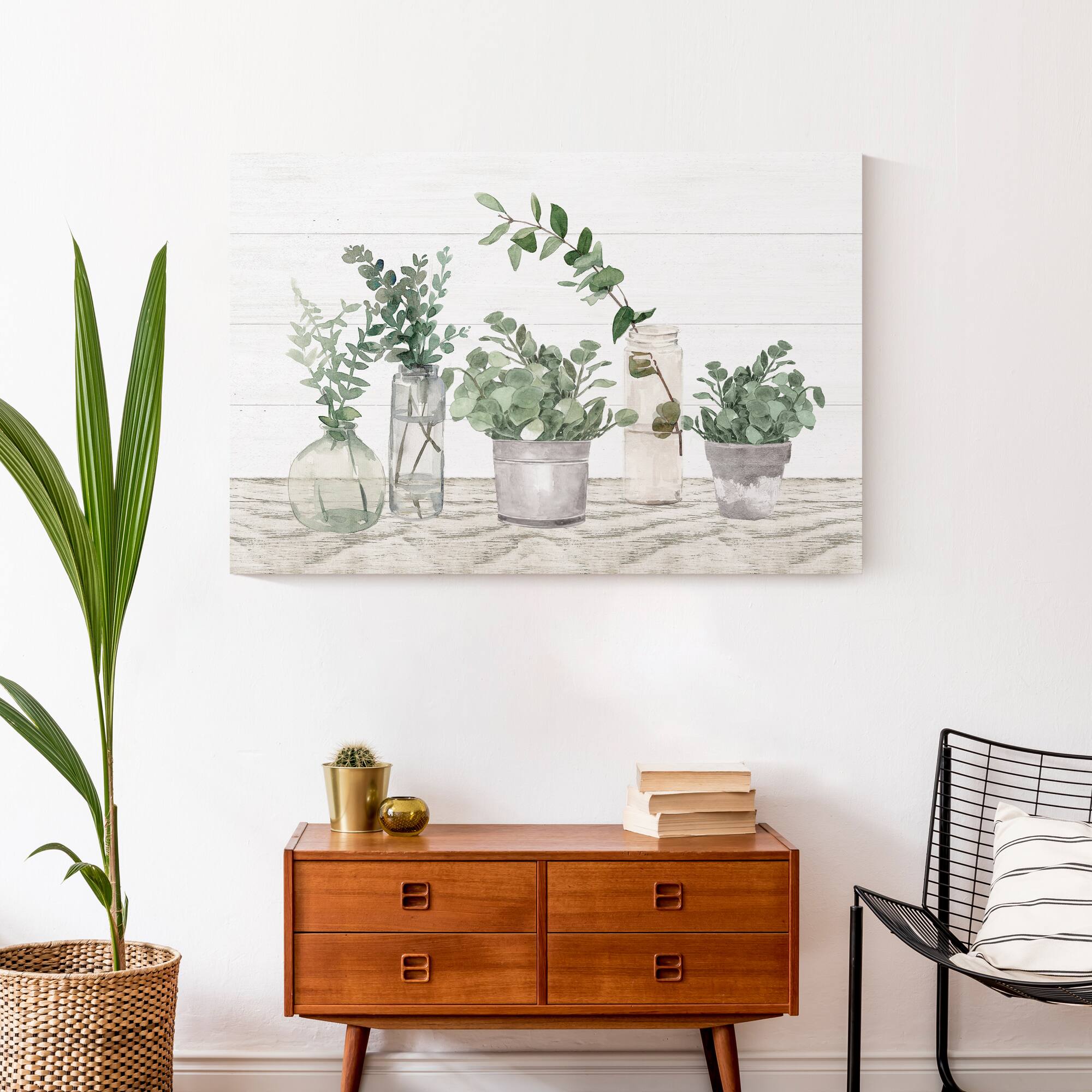 Glass Pots With Plants 36" x 24" Canvas Wall Art