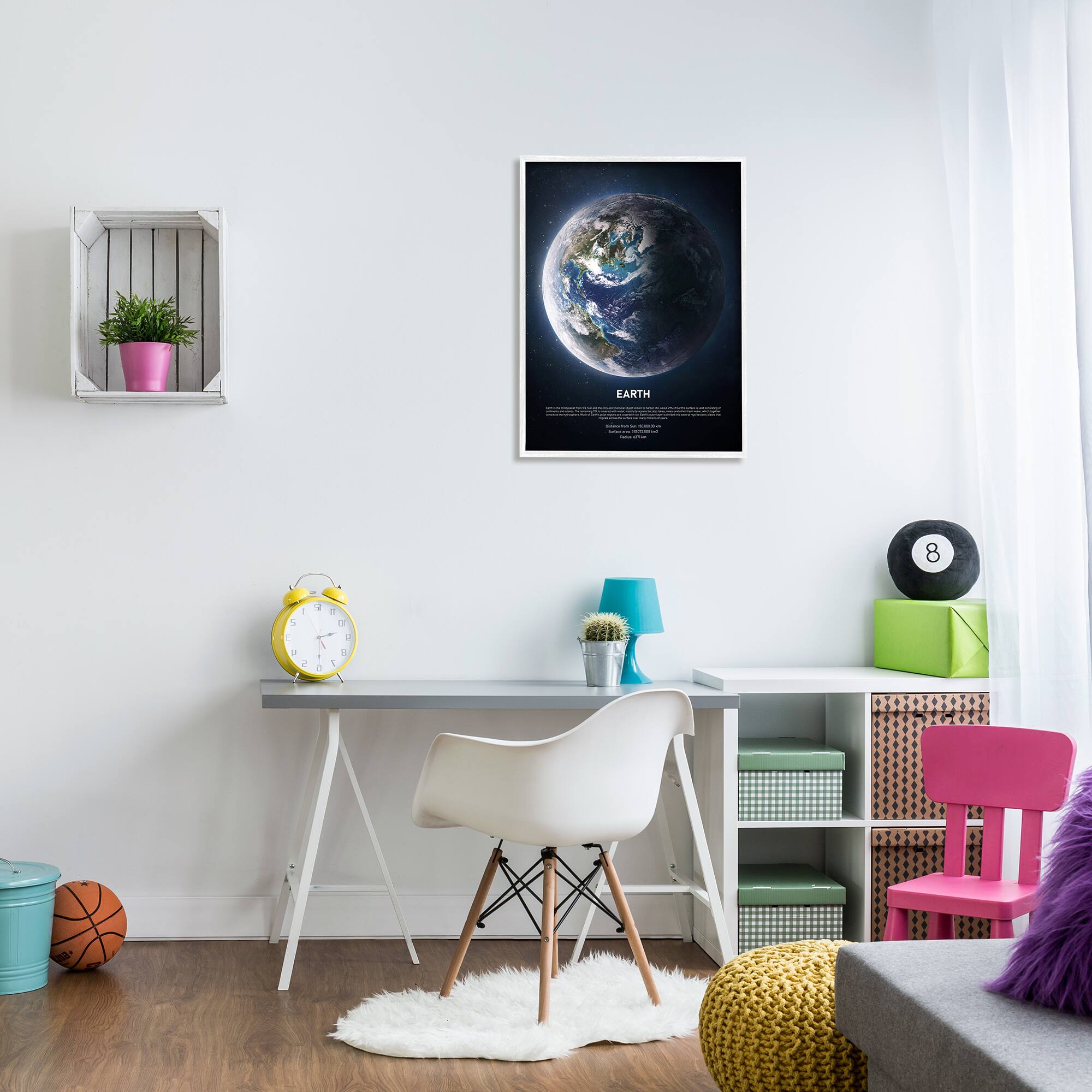 Stupell Industries Planet Earth Infographic Milk Way Outer Space Facts in White Frame Wall Art