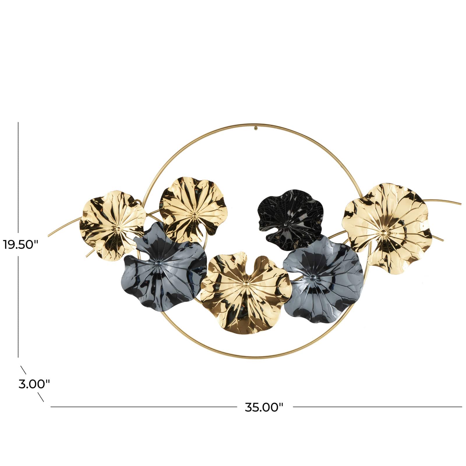 35" x 20" Gold Stainless Steel Leaf Home Wall Décor