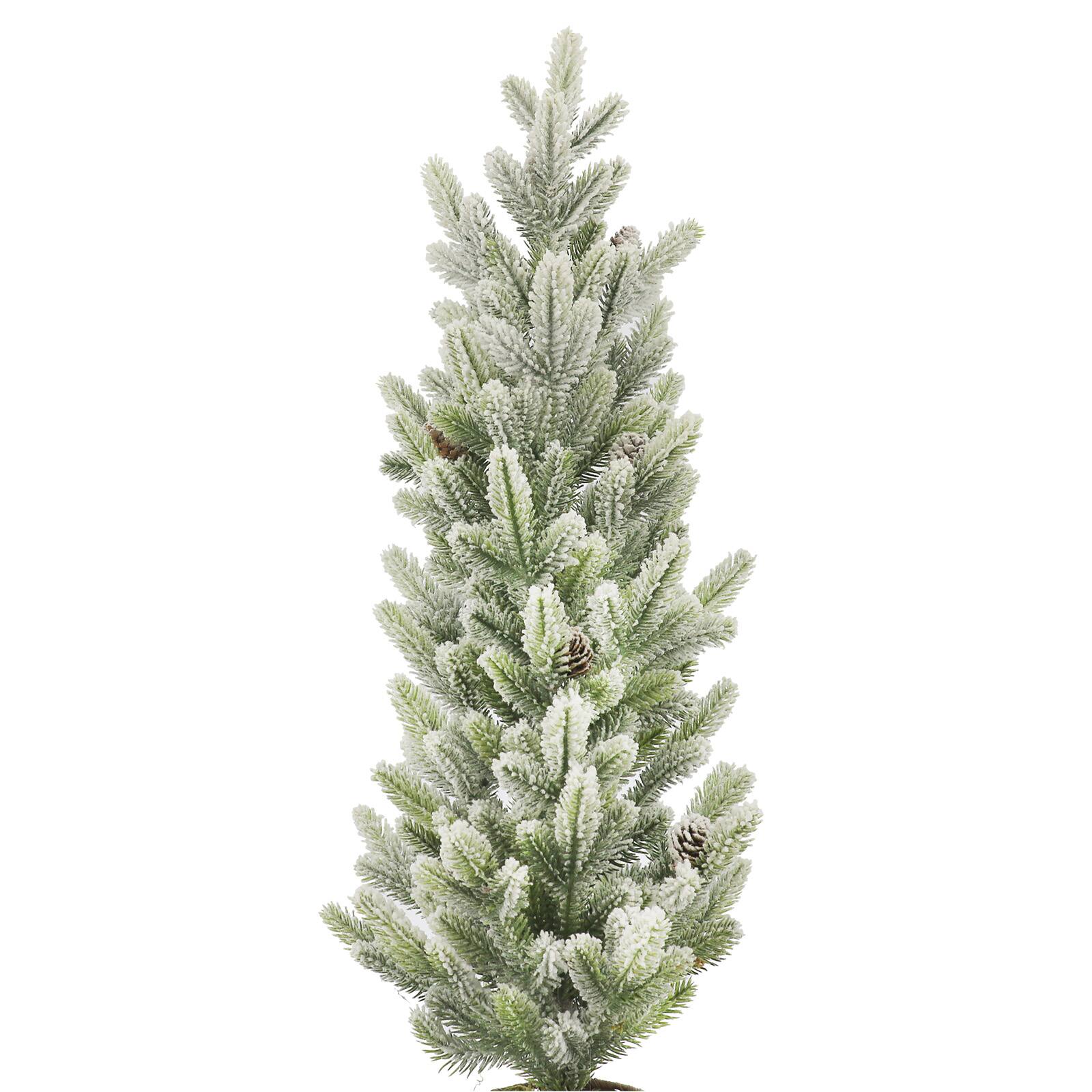 Sapin de No&#xEB;l artificiel floqu&#xE9; non illumin&#xE9; avec pin et pommes de pin de 81,8&#xA0;cm dans un panier d&#x2019;Ashland