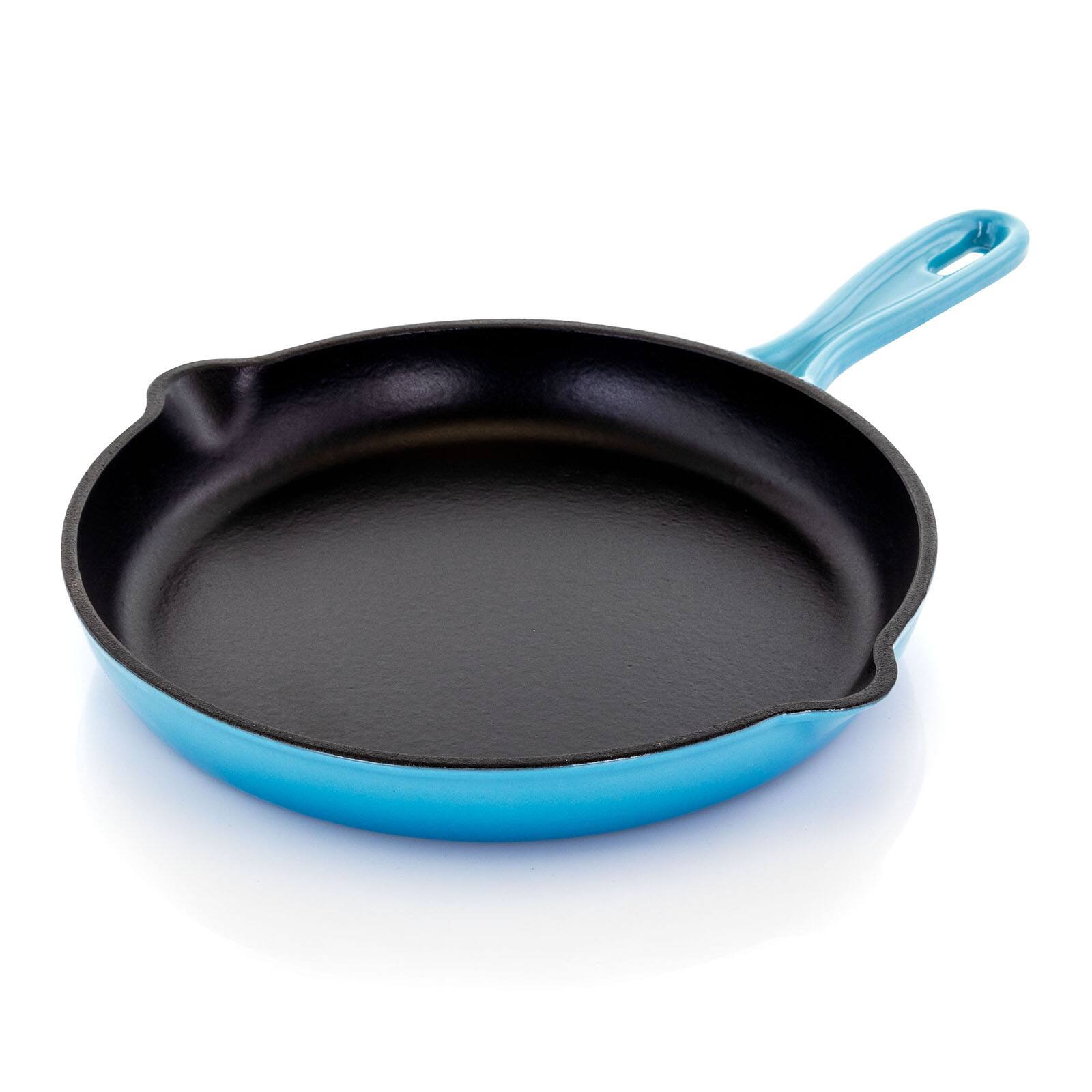 MegaChef Round 10.25&#x22; Blue Enameled Cast Iron Skillet