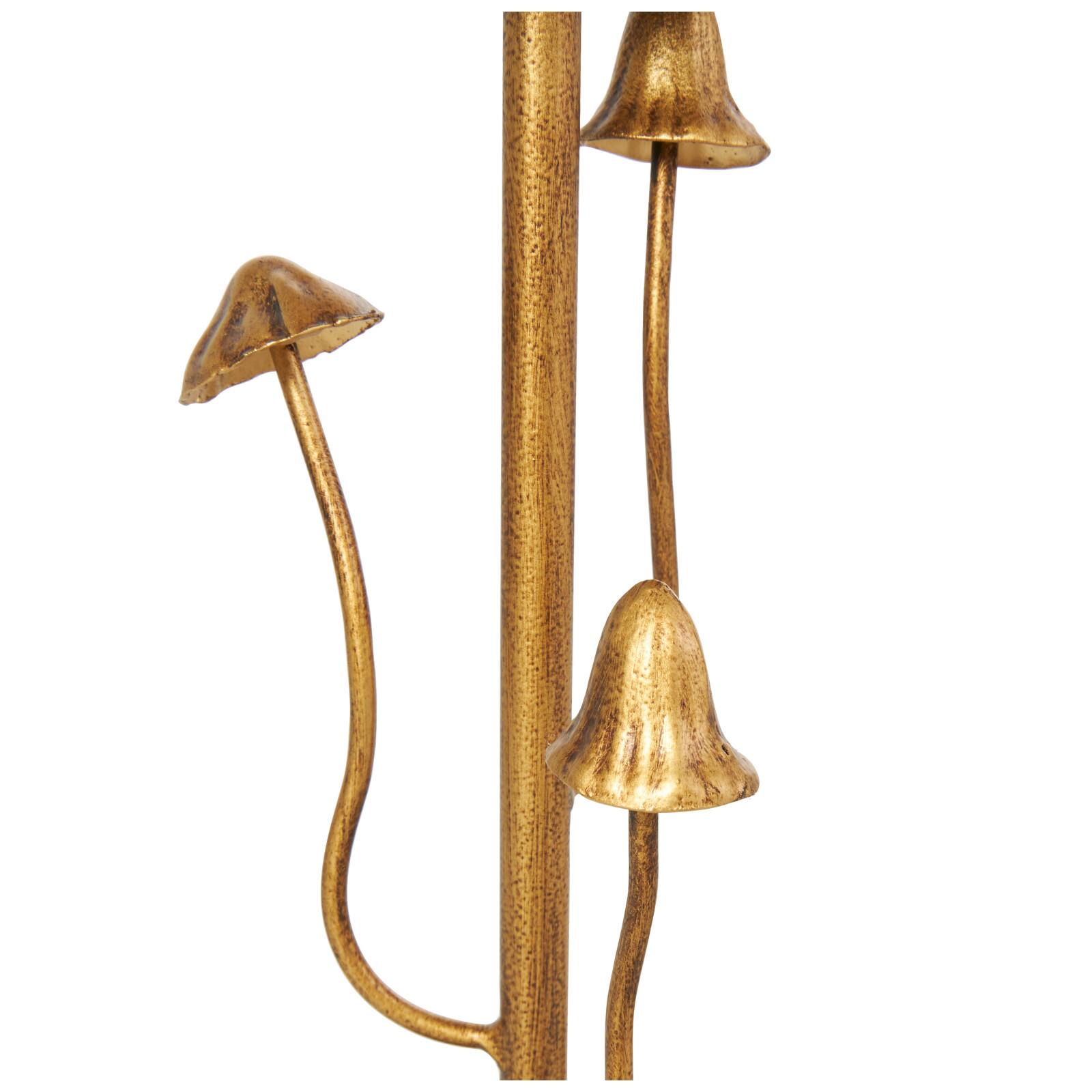 Gold Metal Abstract Mushroom Inspired Candle Holder Set