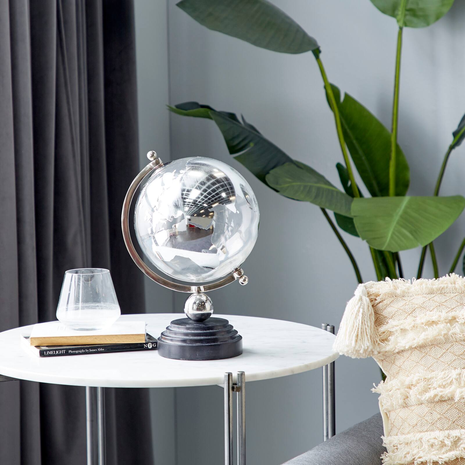13&#x22; Silver Ceramic Glam Globe