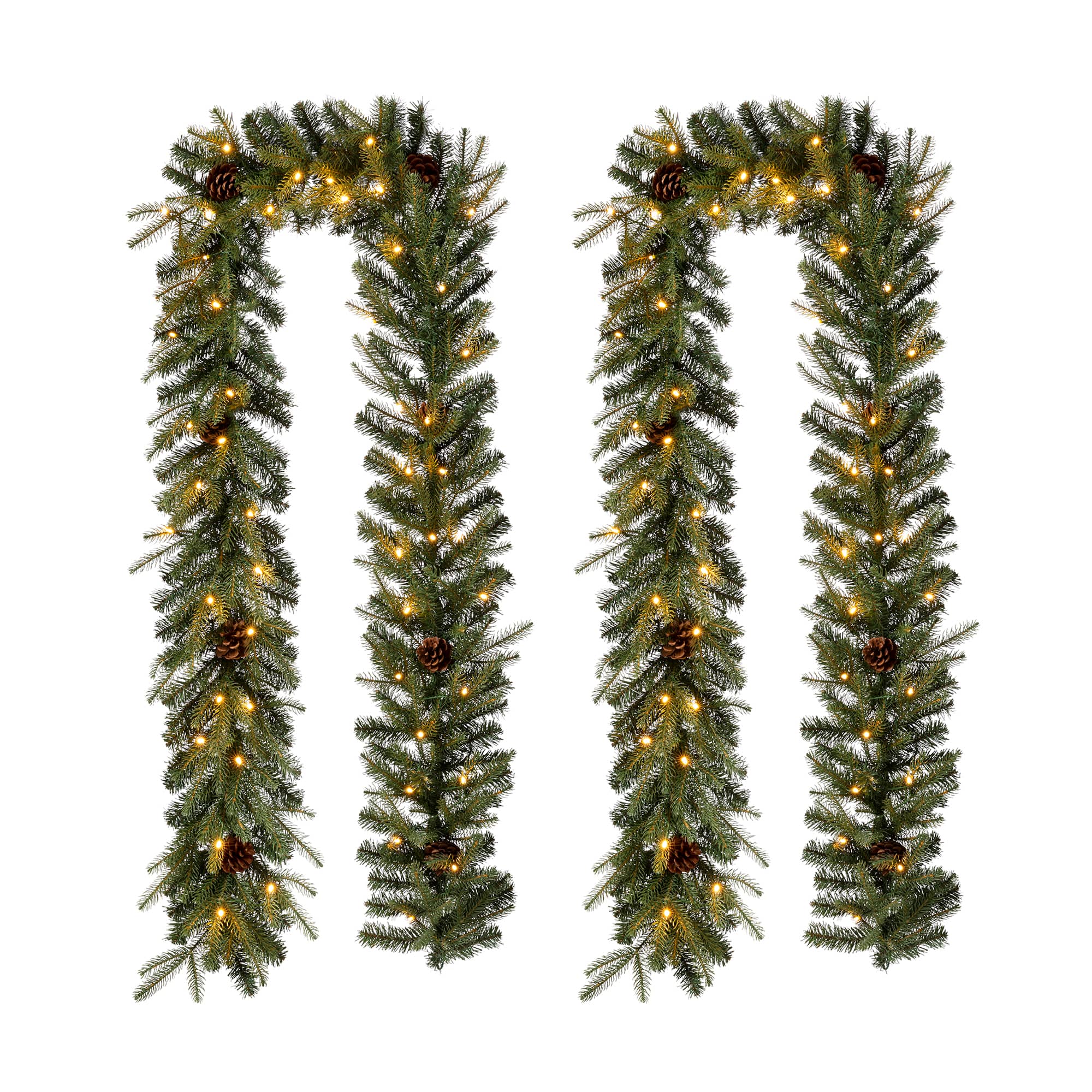 Glitzhome&#xAE; 9ft. Pre-Lit Pinecone Christmas Garland with Timer, 2ct.