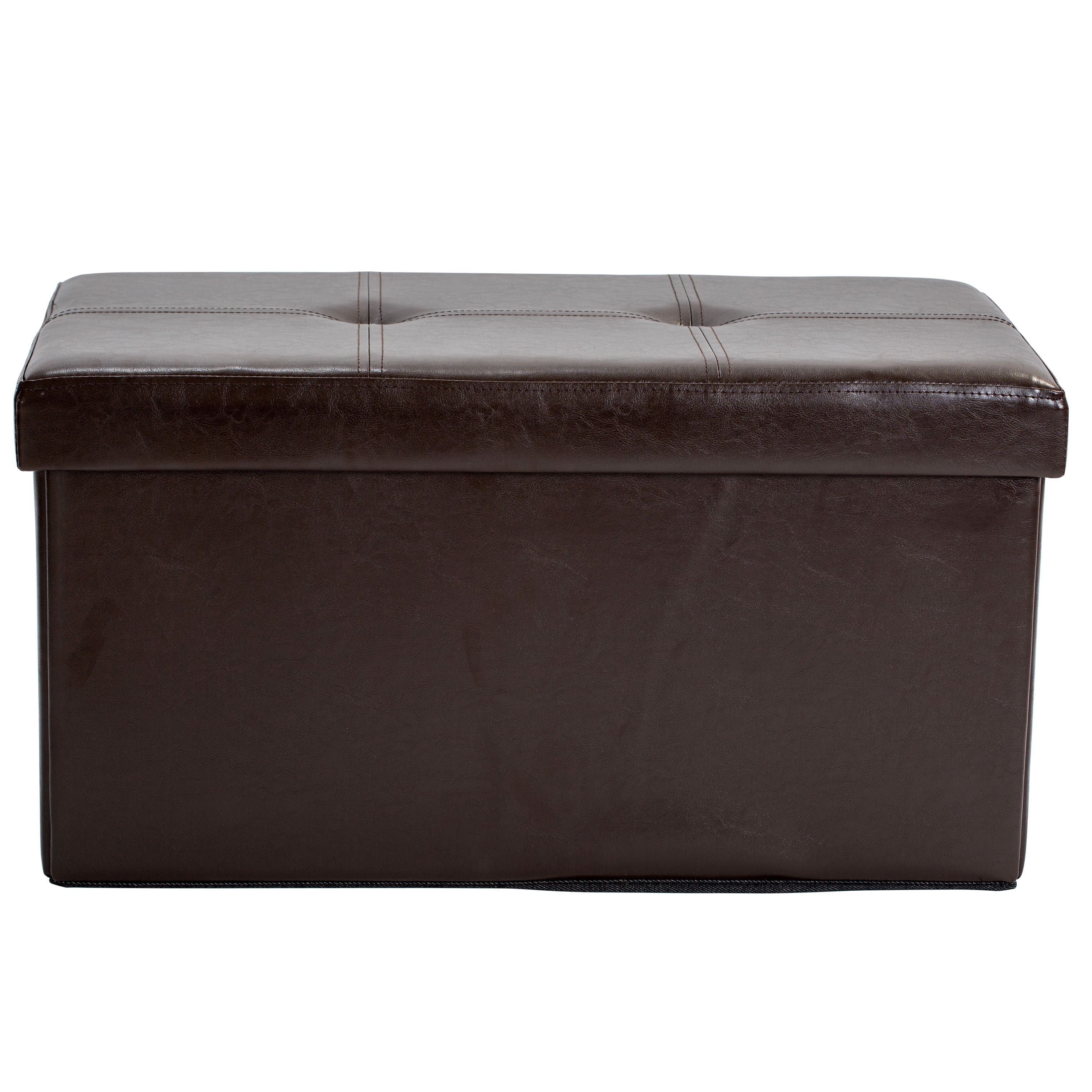 Simplify Faux Leather Double Folding Storage Ottoman