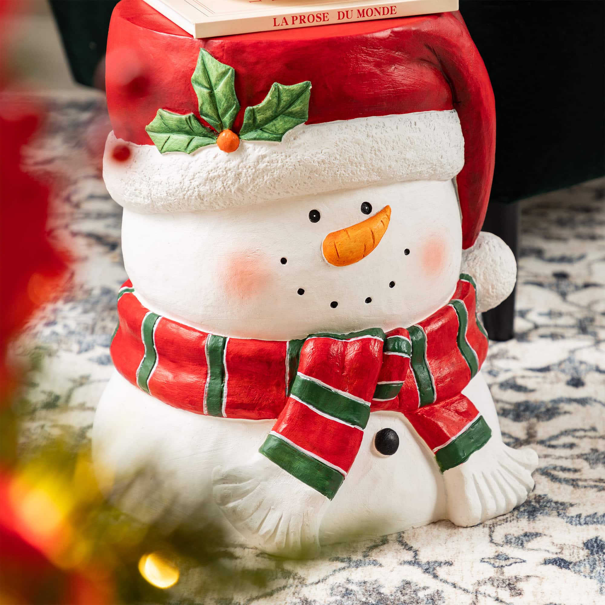 Glitzhome® 14.25"H Christmas MGO Snowman Stool or Accent Table