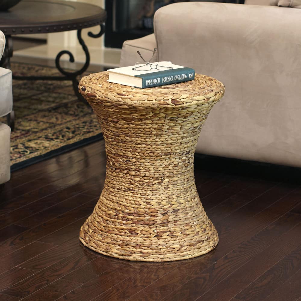 Household Essentials 21&#x22; Woven Hyacinth Hourglass End Table