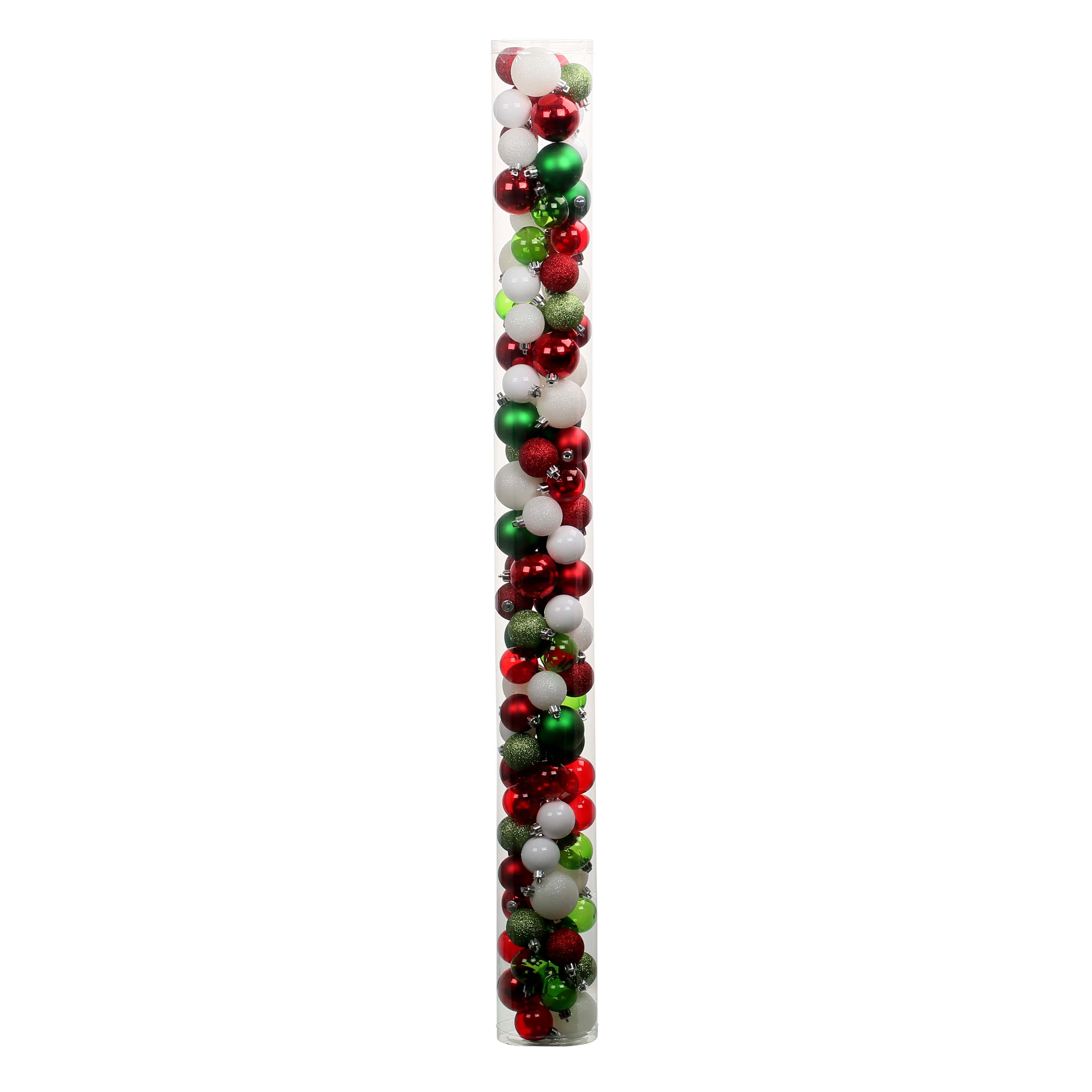 100 Pack Red, Green &#x26; White Shatterproof Ball Ornaments by Ashland&#xAE;