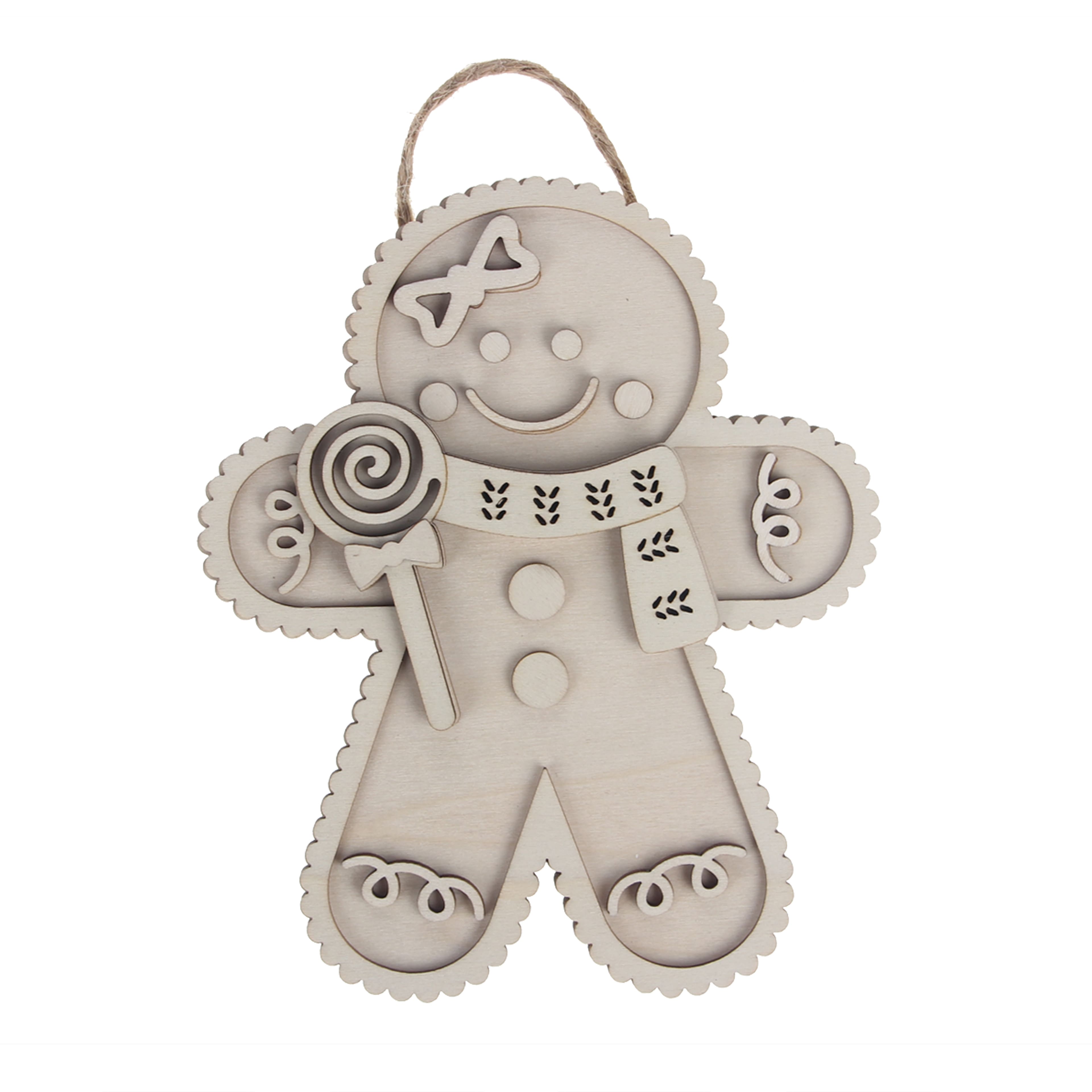 6&#x22; Gingerbread Plaque DIY Wood D&#xE9;cor Kit by Make Market&#xAE;