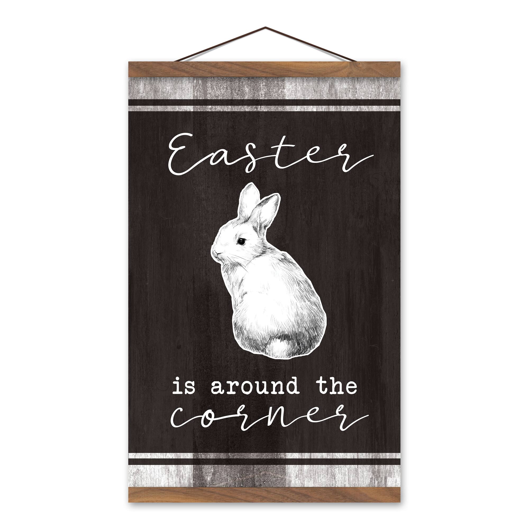 Easter Around The Corner 12" x 18" Teak Hanging Canvas