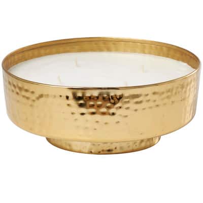 Egyptian Mint Scented 4-Wick Candle in Wide Hammered Gold Container ...