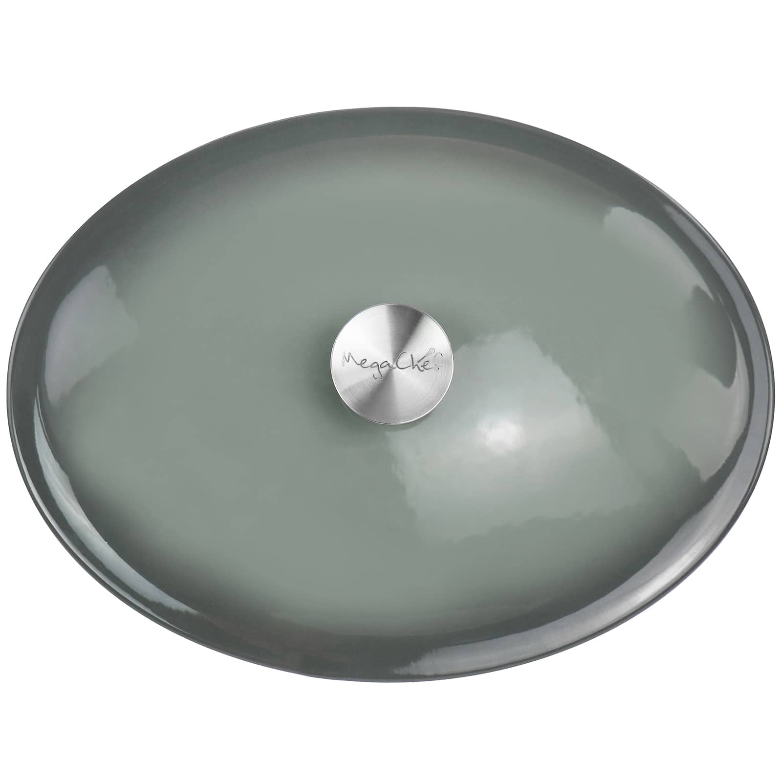 MegaChef 7qt. Gray Oval Enameled Cast Iron Casserole