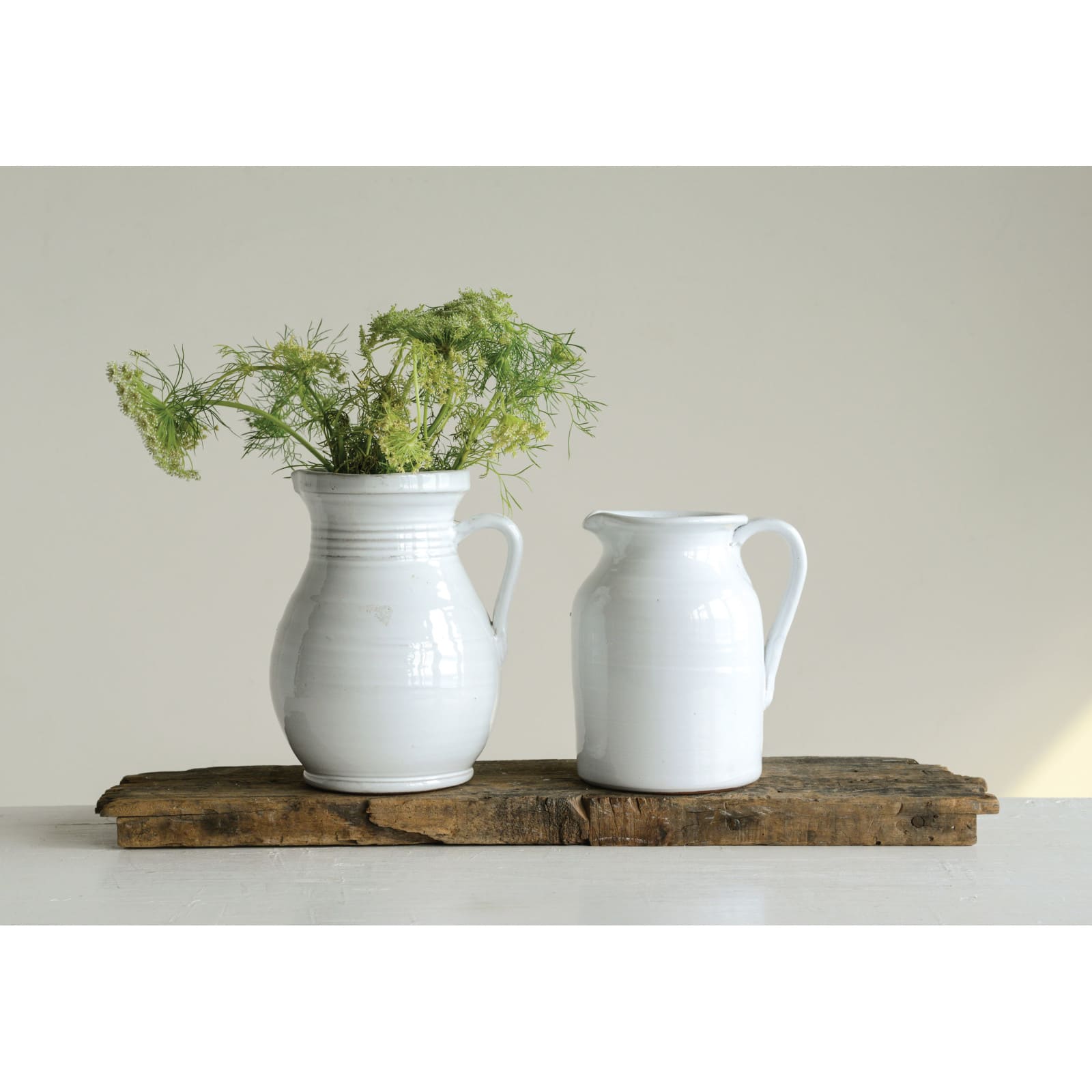 8.25&#x22; White Terracotta Pitcher