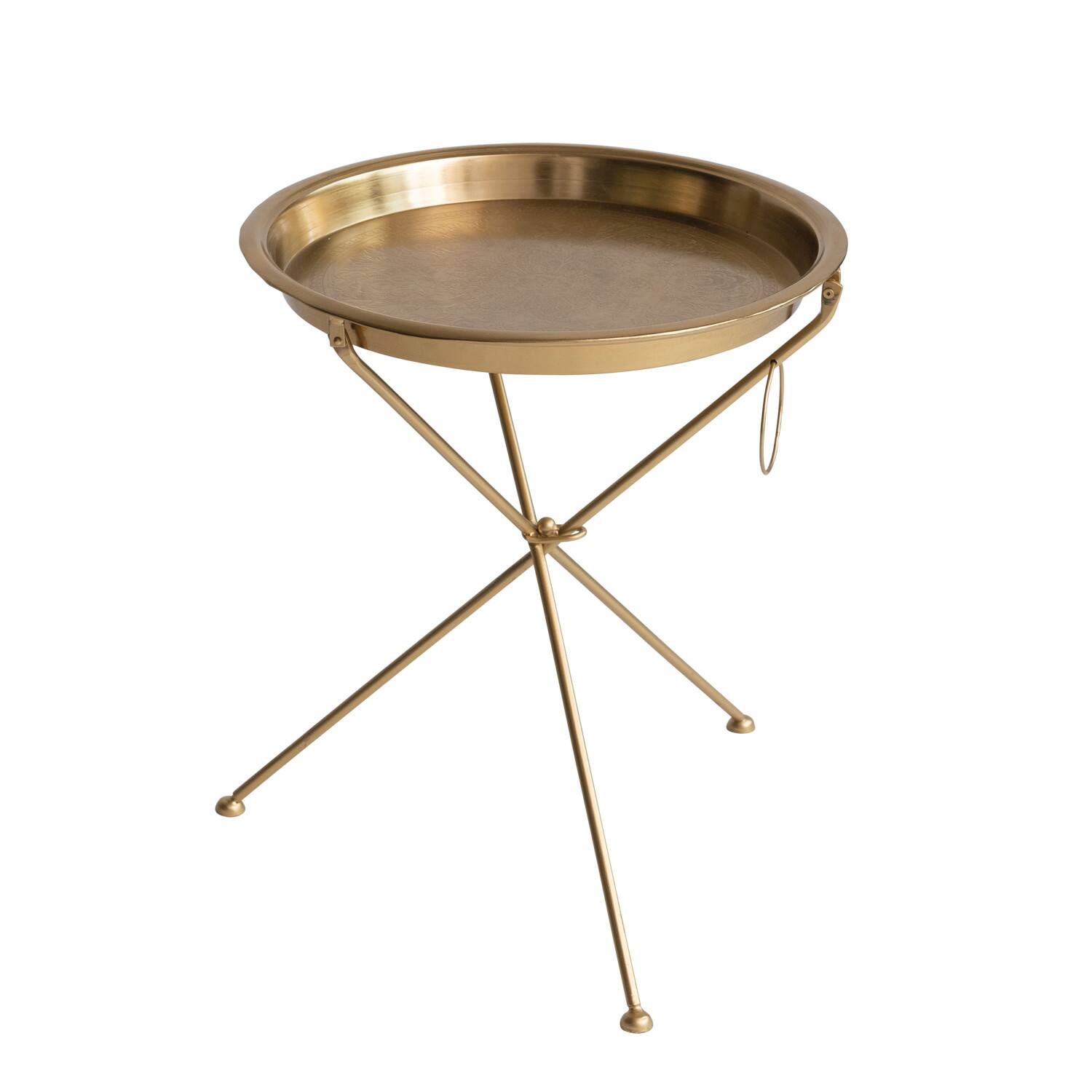 Hello Honey® 21" Brass Finish Art Deco Metal Folding Tray Table