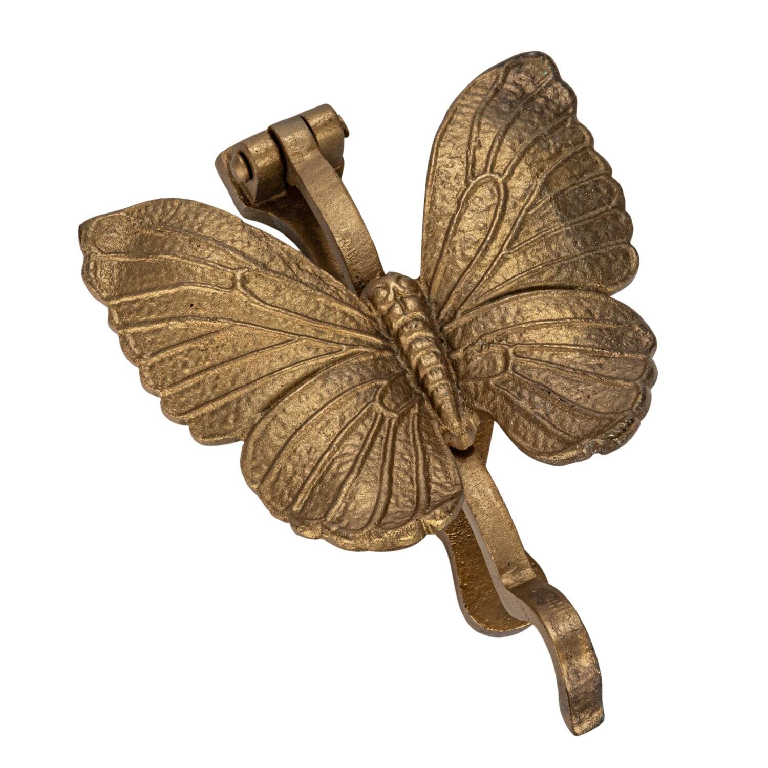 Hello Honey® 6" Antique Gold Cast Metal Butterfly Door Knocker