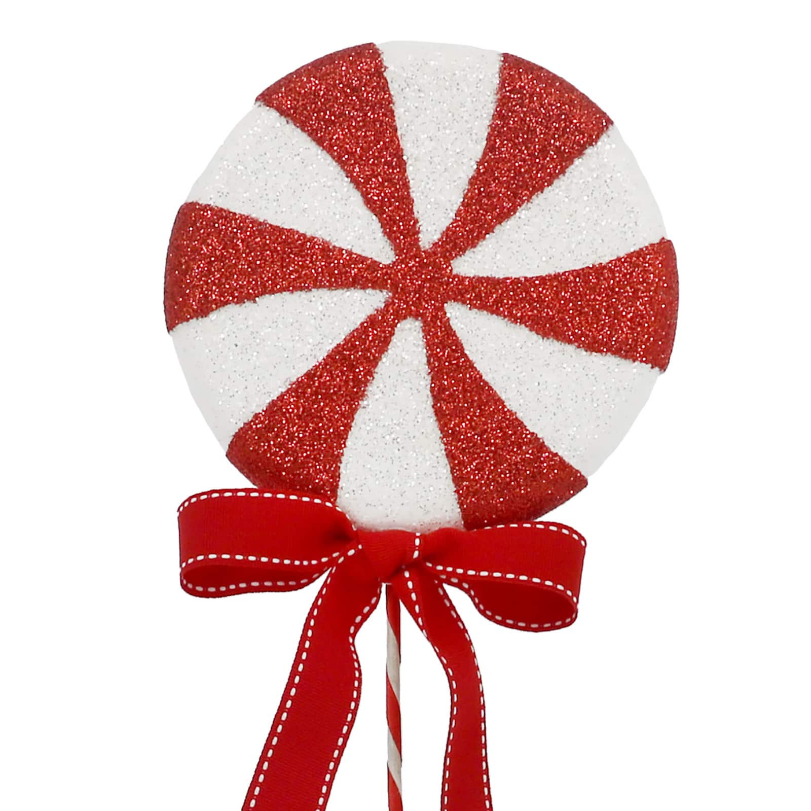 22&#x22; Red &#x26; White Glitter Peppermint Stem by Ashland&#xAE;