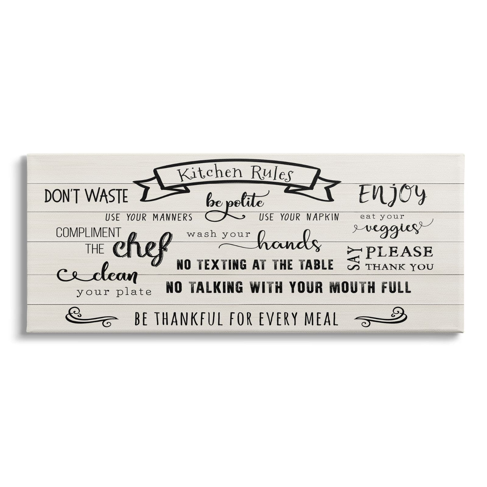 Stupell Industries Kitchen Rules List Family Happiness Motivational Phrases Canvas Wall Art