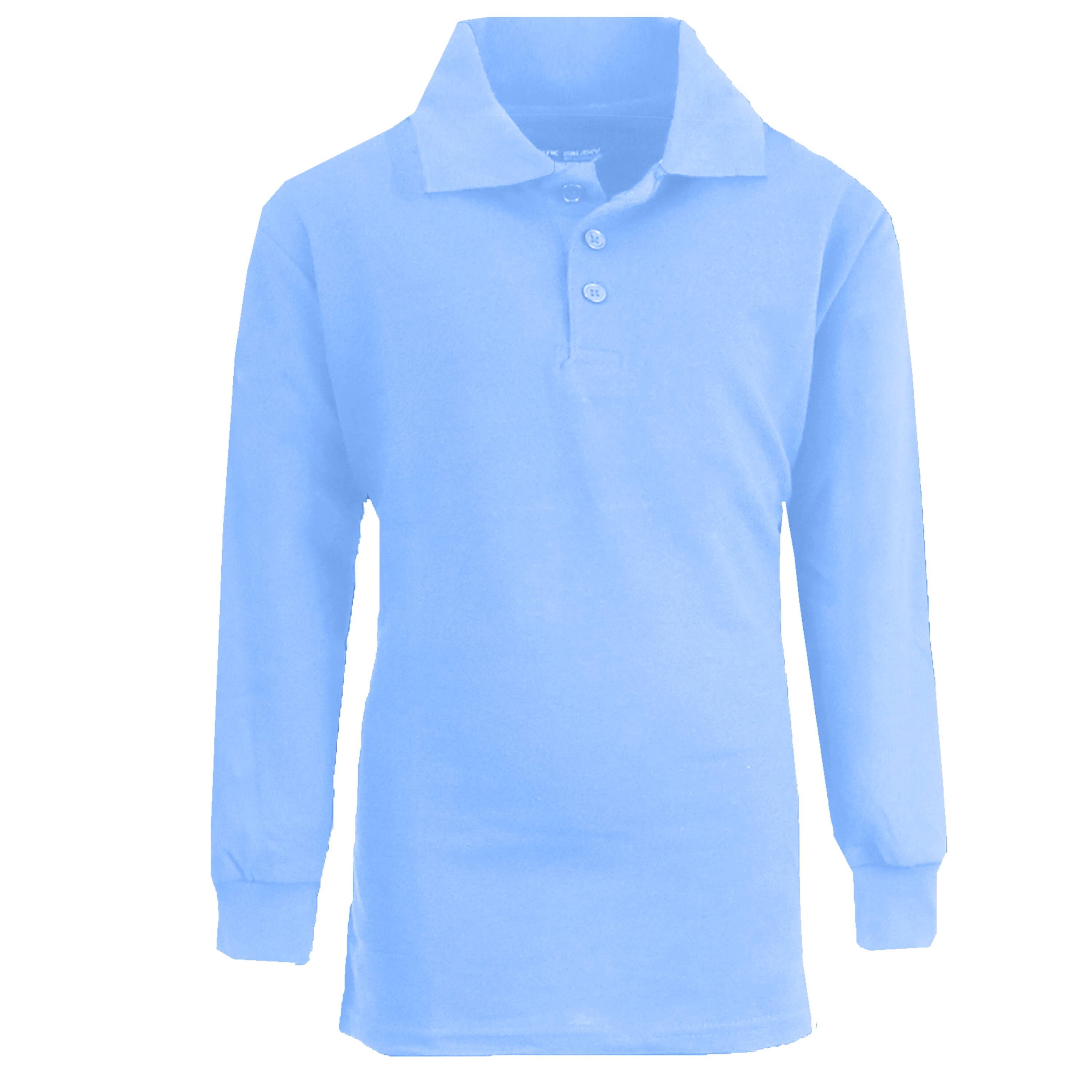 Galaxy by Harvic Long Sleeve Boy's School Uniform Pique Polo Shirt ...