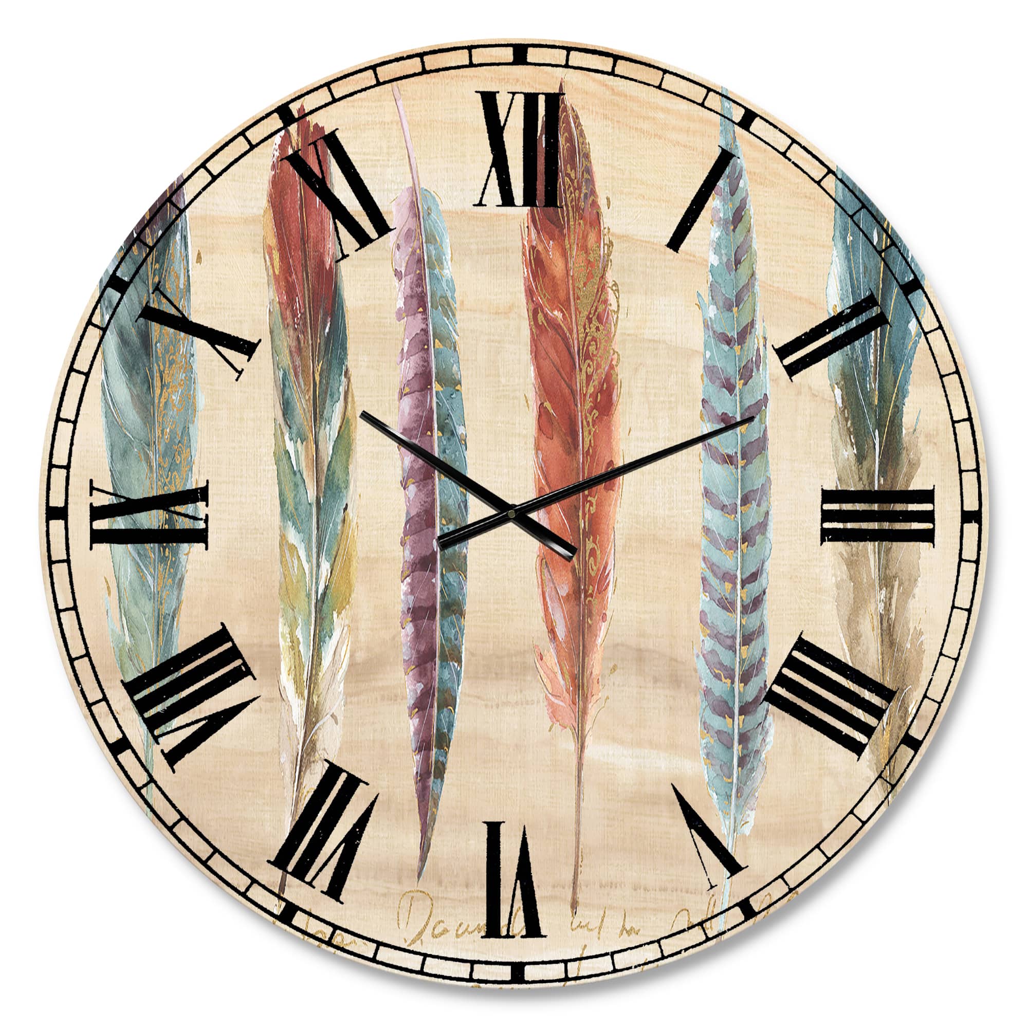 Designart Feathers Wall Clock