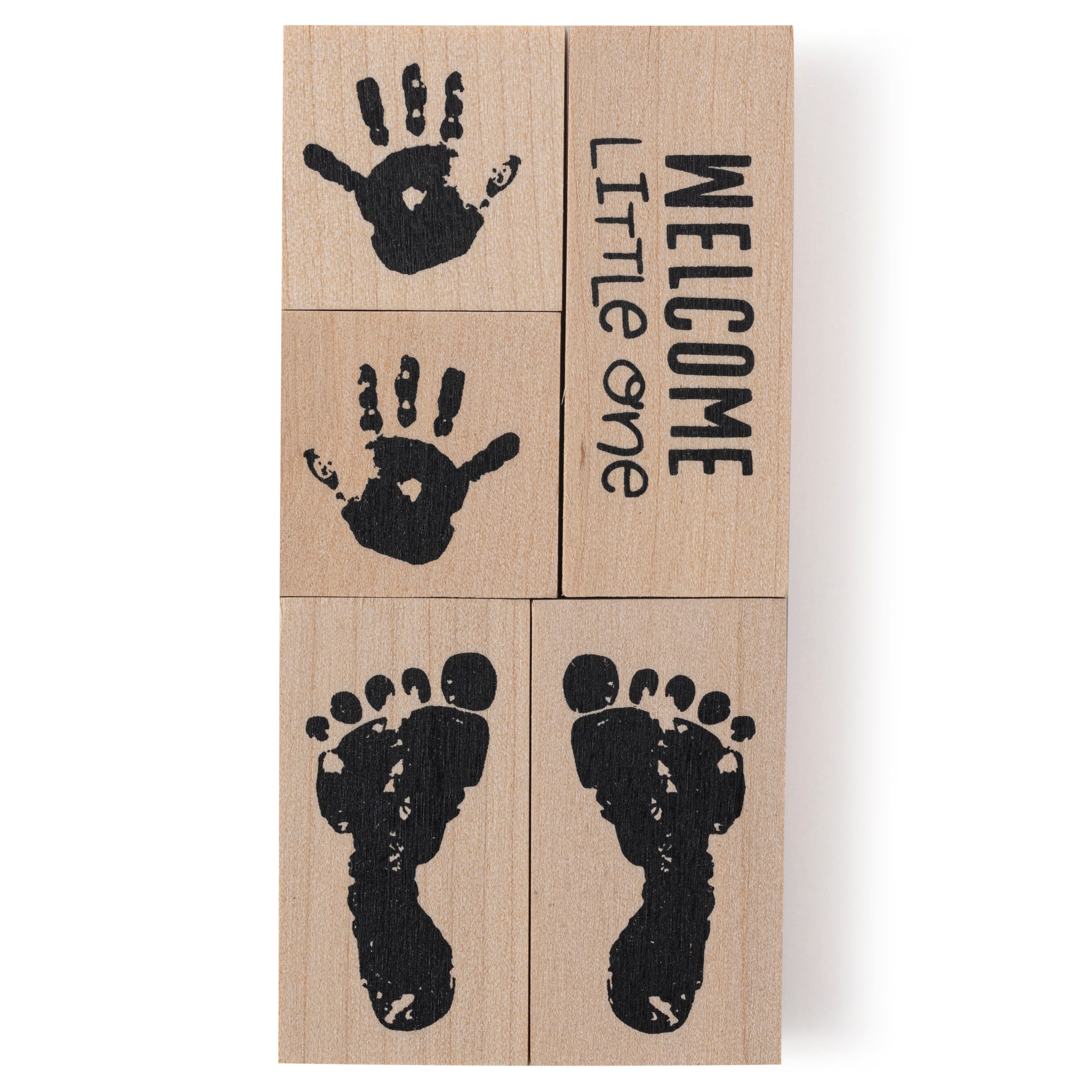Ensemble d&#x2019;&#xE9;tampes en bois sur le th&#xE8;me d&#x2019;empreintes de b&#xE9;b&#xE9; de Recollections