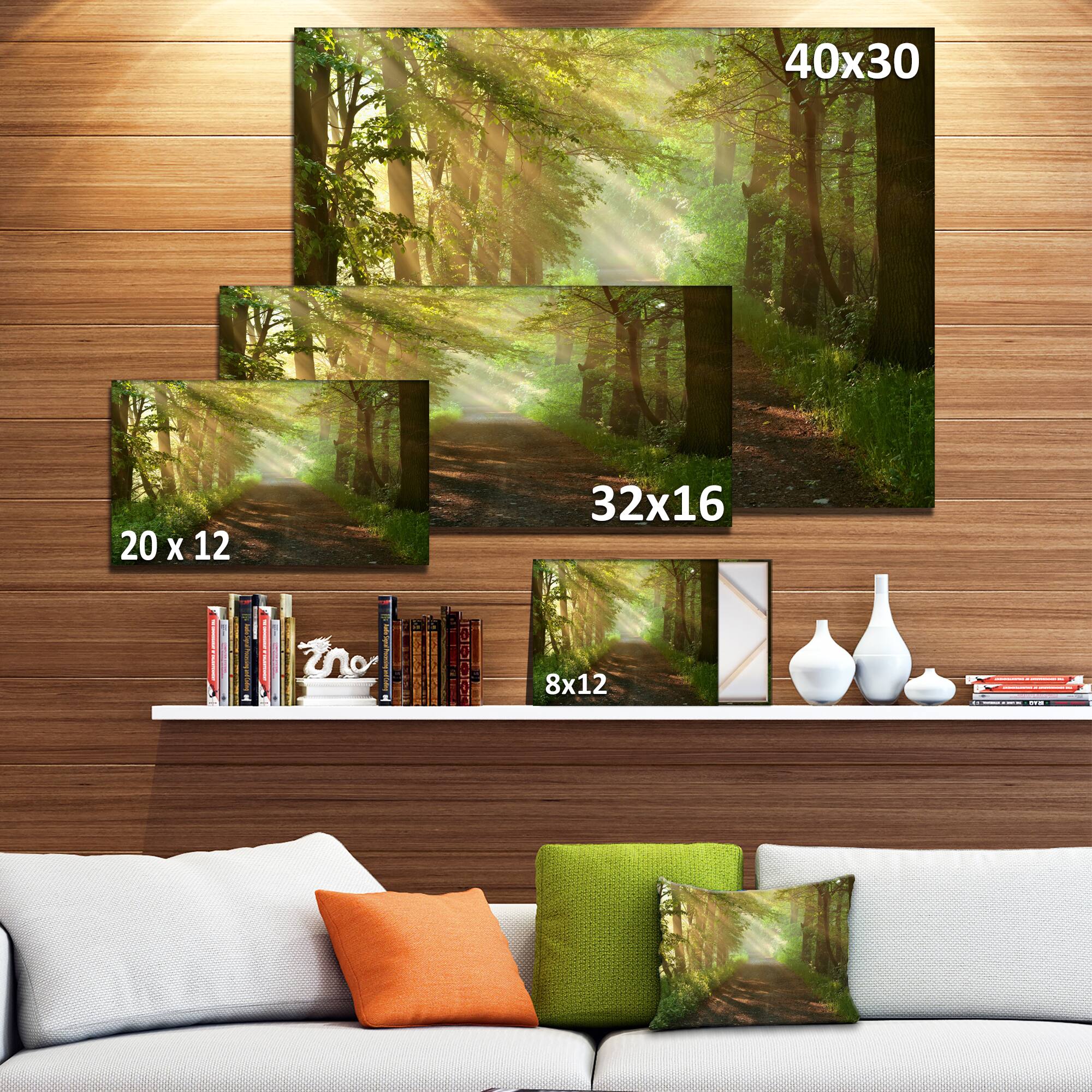 Designart - Suns Peeks into Forest - Landscape Photography Canvas Print