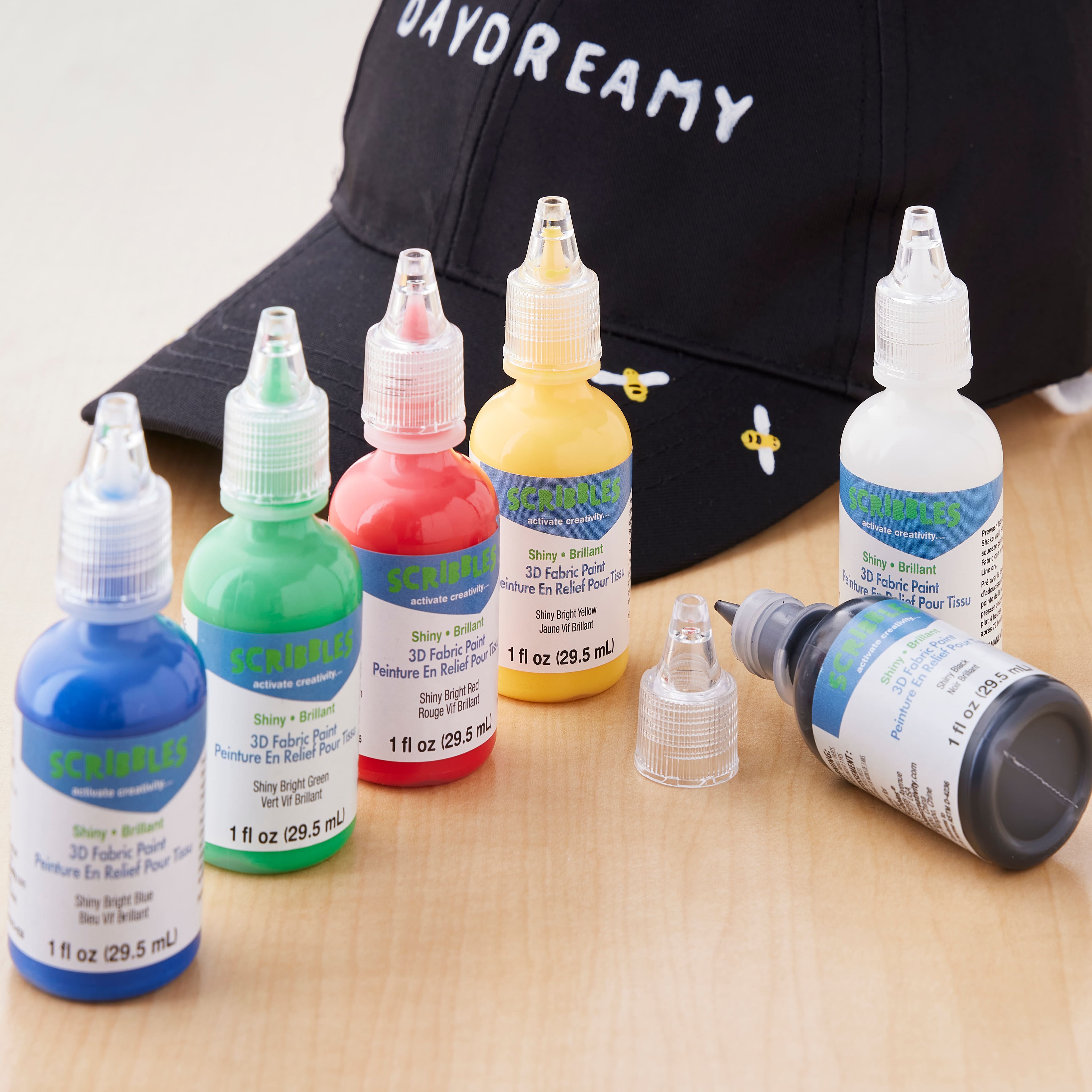 10 Packs: 6 ct. (60 total) Scribbles&#xAE; Shiny 3D Fabric Paint