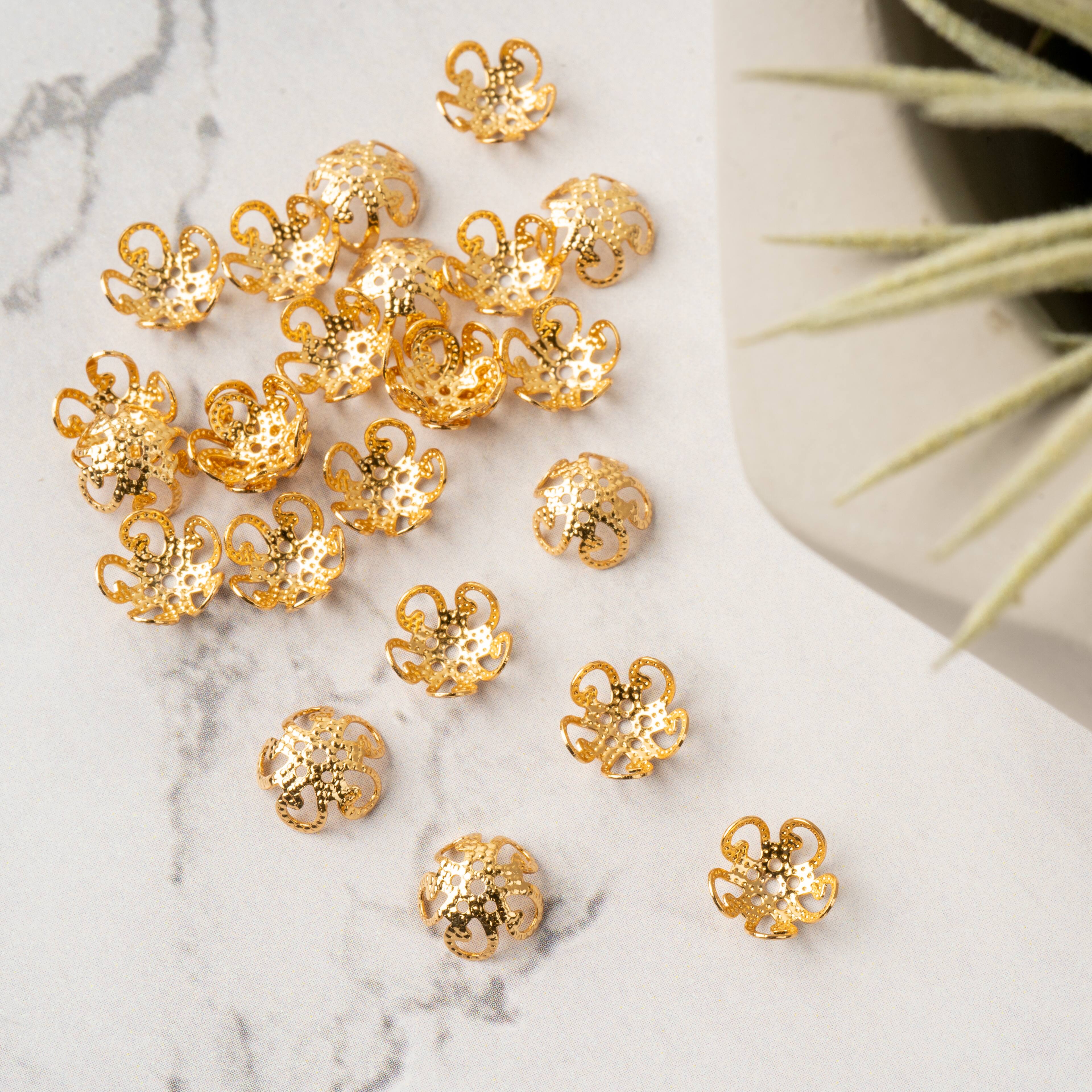 Capuchons à perle métalliques de 8 mm de Bead Landing, 25 unités