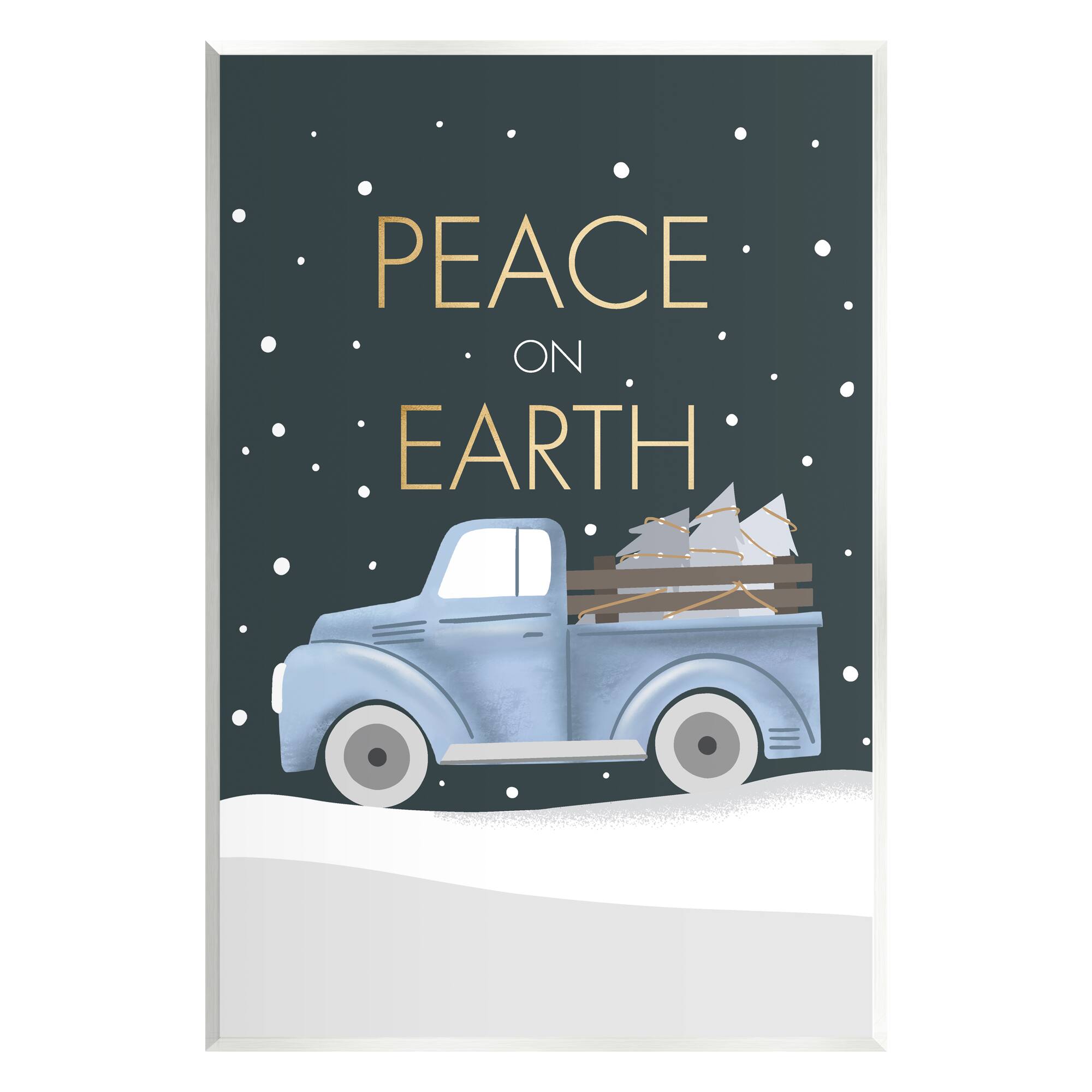 Stupell Industries Peace On Earth Snowy Truck Wall Plaque Art