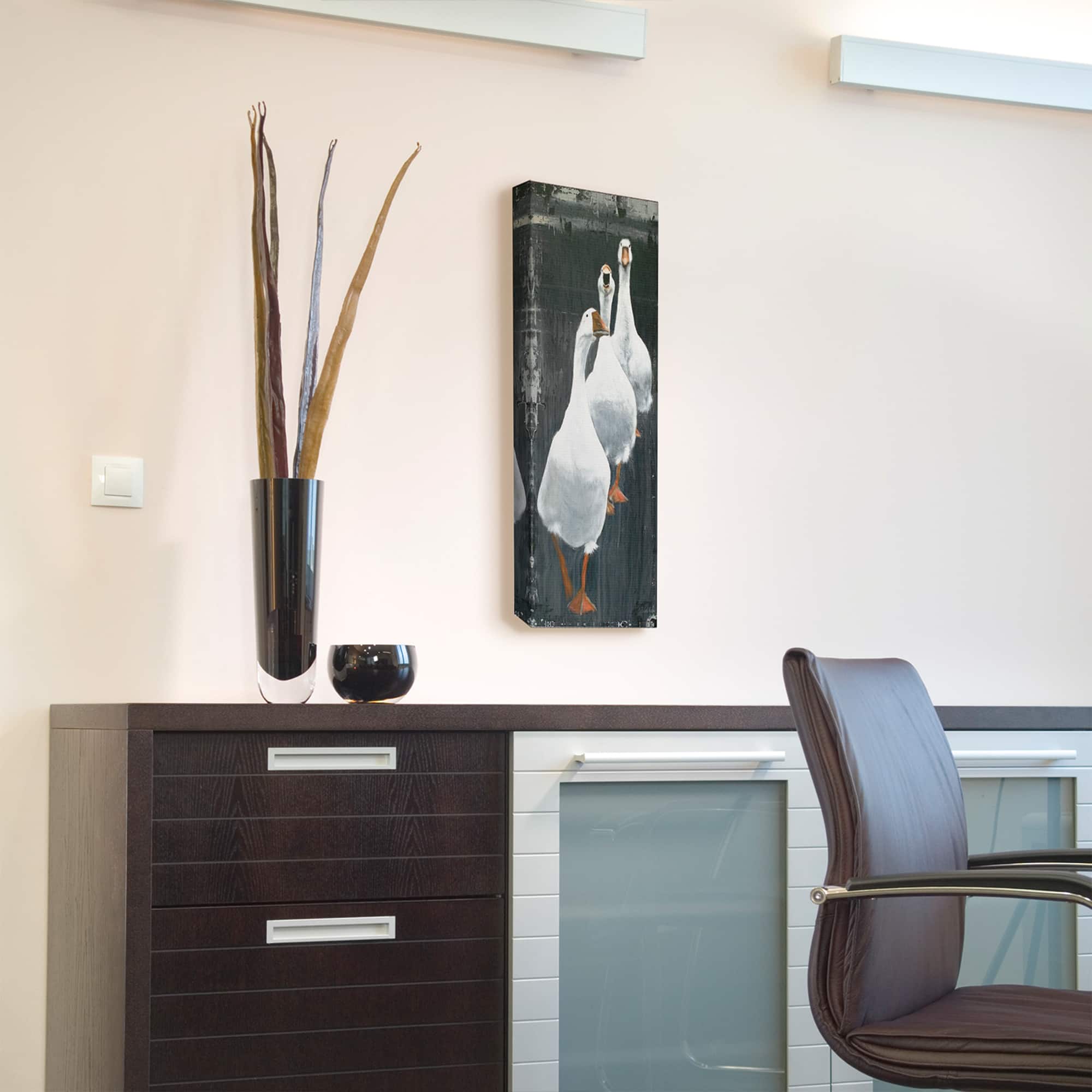 Stupell Industries Distressed Surface Geese Trio Canvas Wall Art