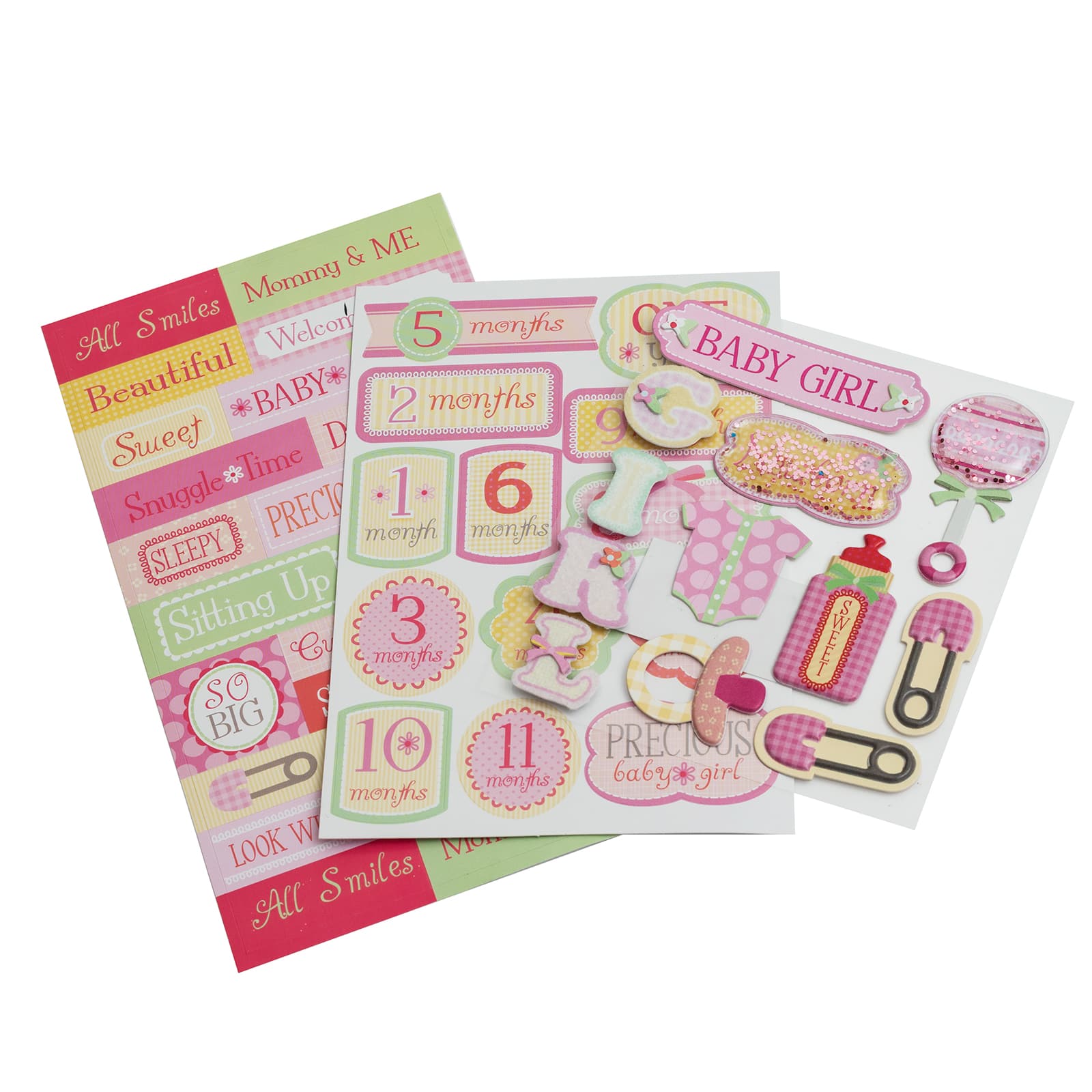 12 Pack: Traditional Baby Girl Dimensional Sticker Flip Pack by Recollections™