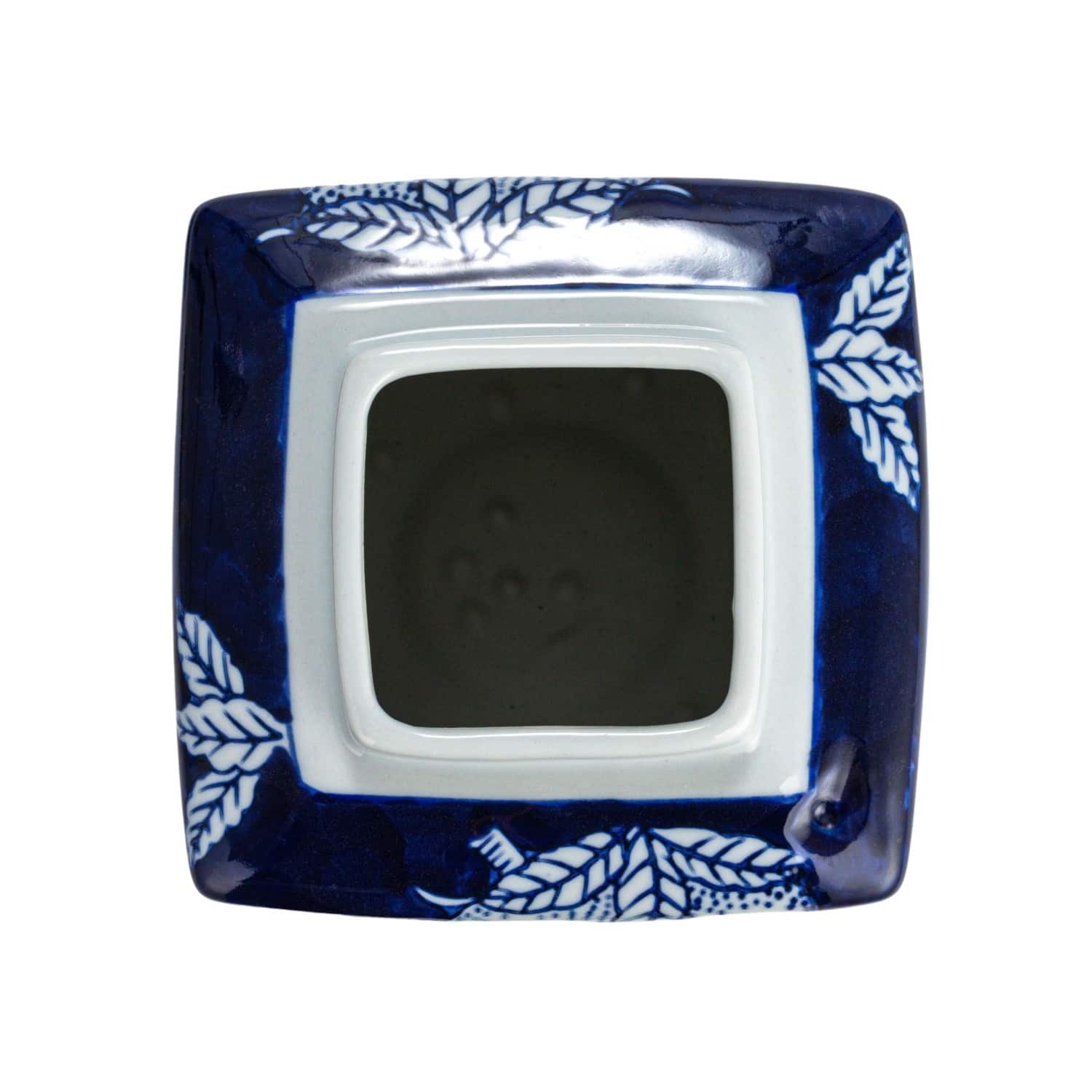 Hello Honey® 8" Blue & White Square Ceramic Ginger Jar with Lid