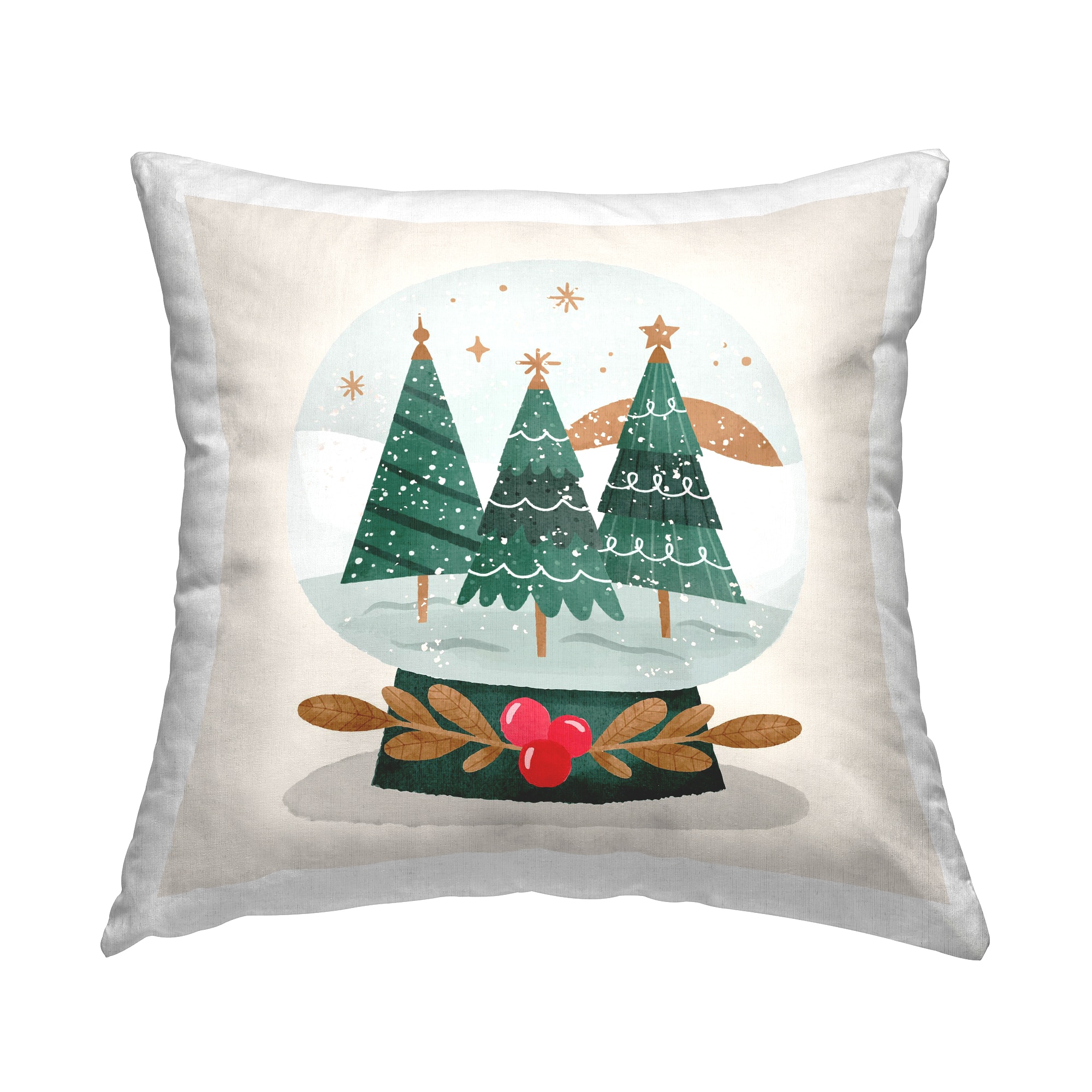 Stupell Industries Christmas Tree Snow Globe Throw Pillow