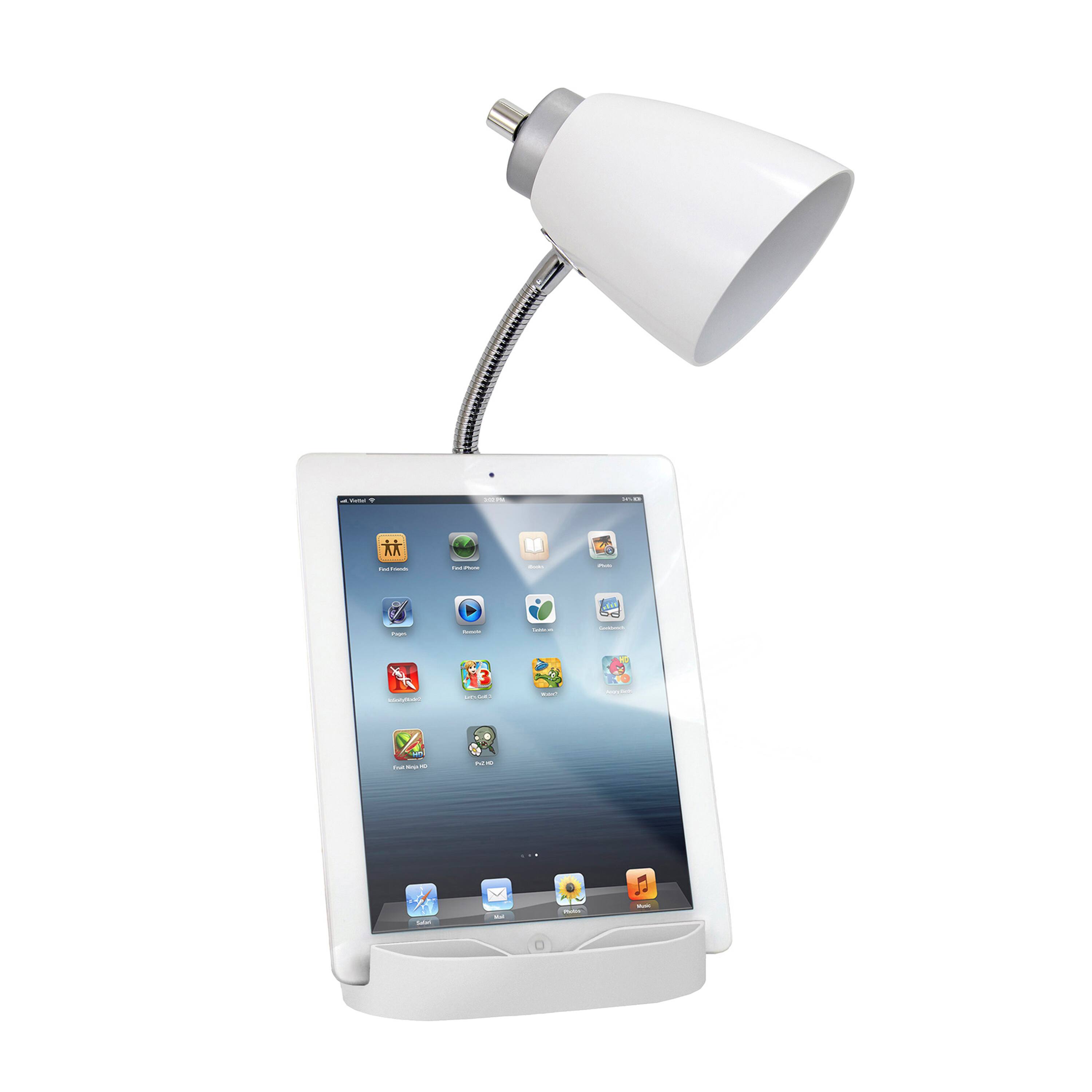 LimeLights 18.5&#x22; Gooseneck Desk Lamp with Tablet Stand and Charging Outlet