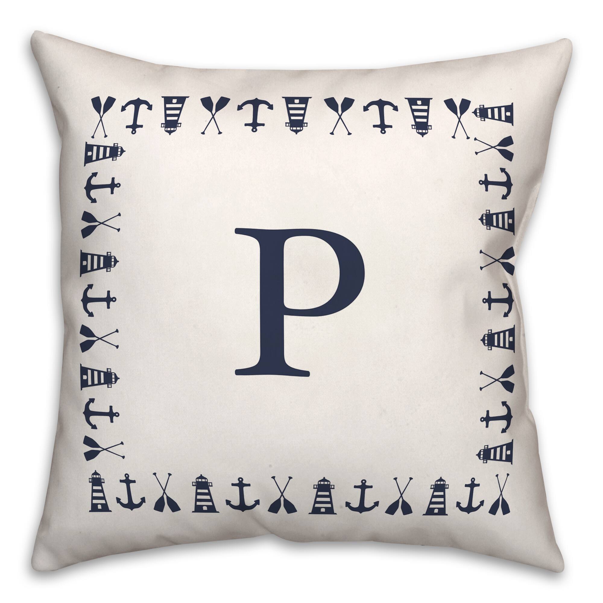 Nautical Monogram Throw Pillow