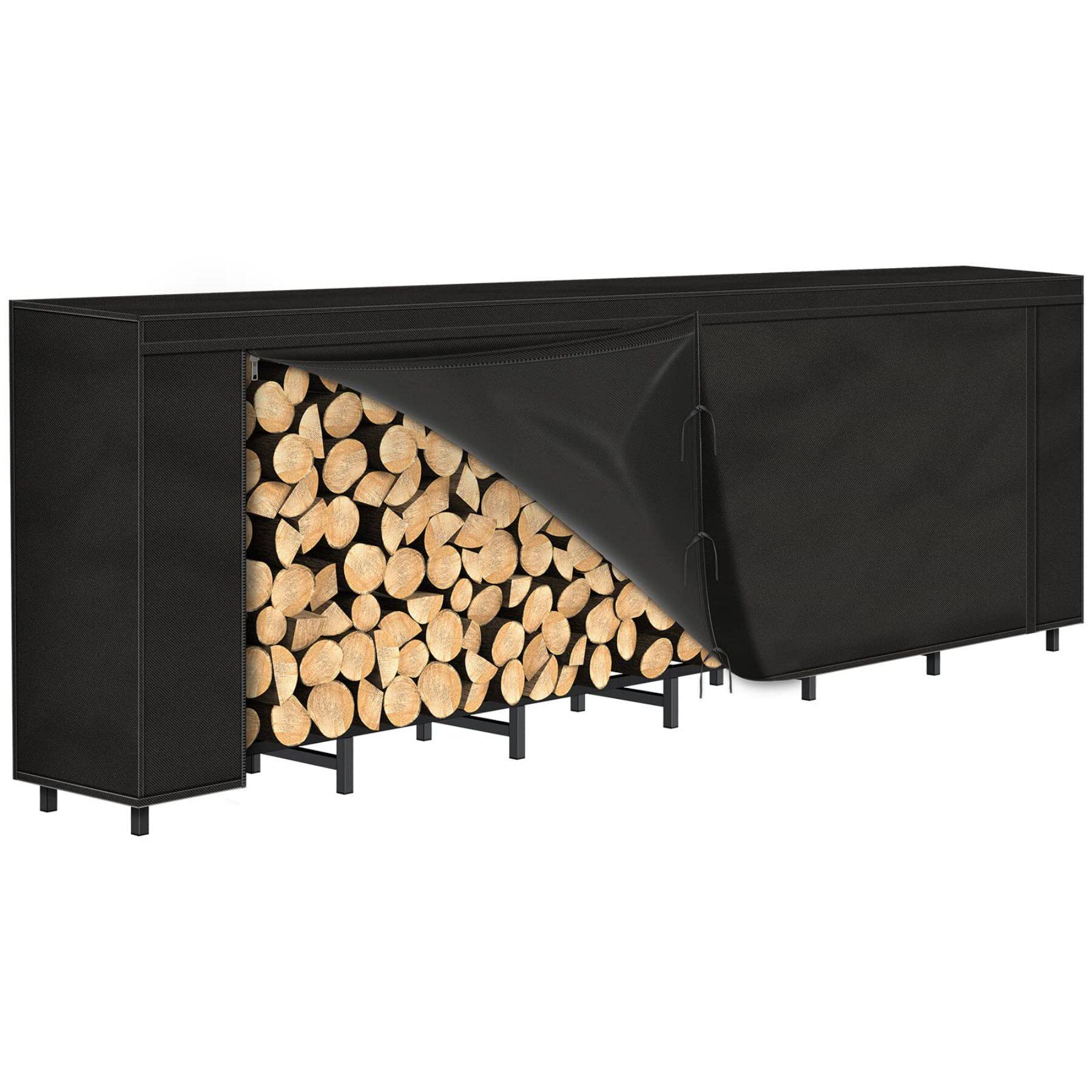 NEX™ Outdoor Firewood Rack with Black Cover Combo Set