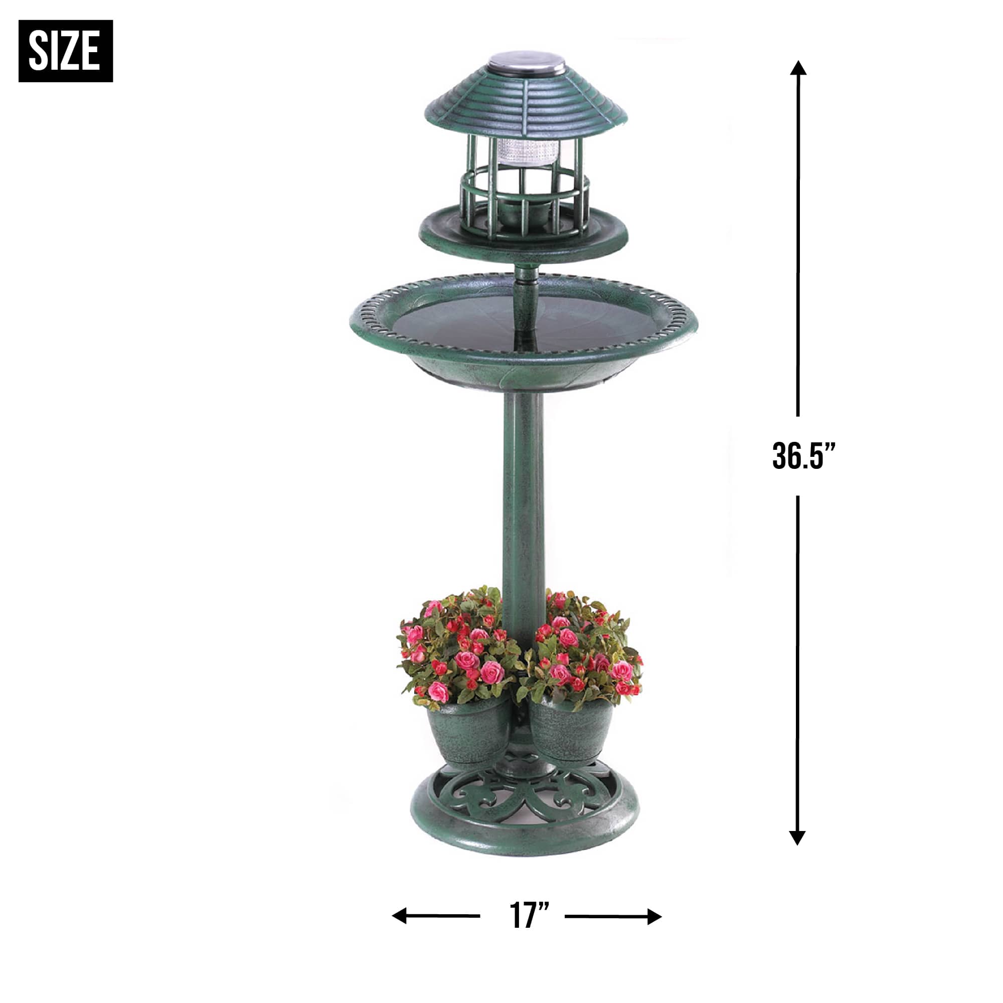 36.5" Verdigris LED Garden Centerpiece